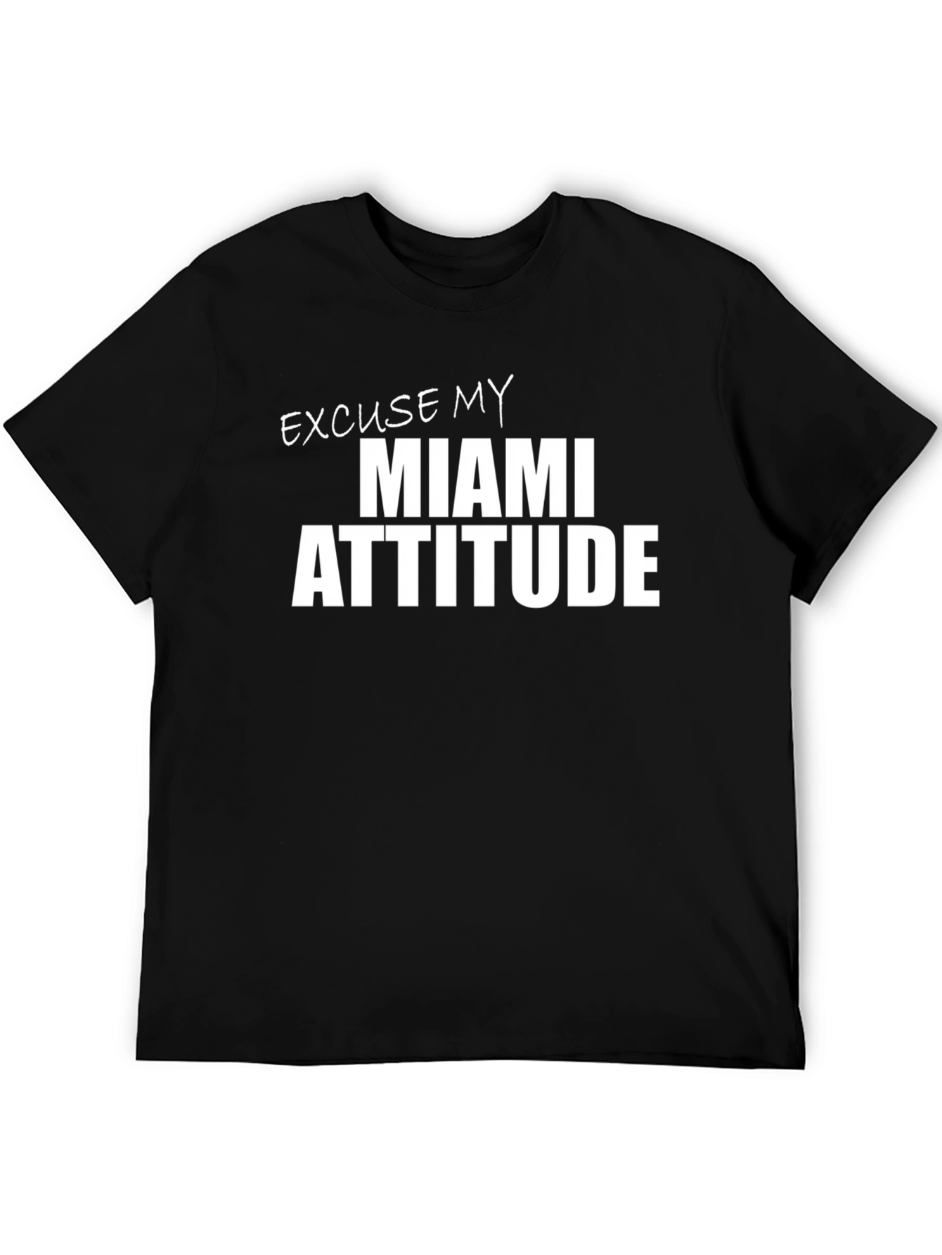 Miami Attitude Graphic T-Shirt - Black