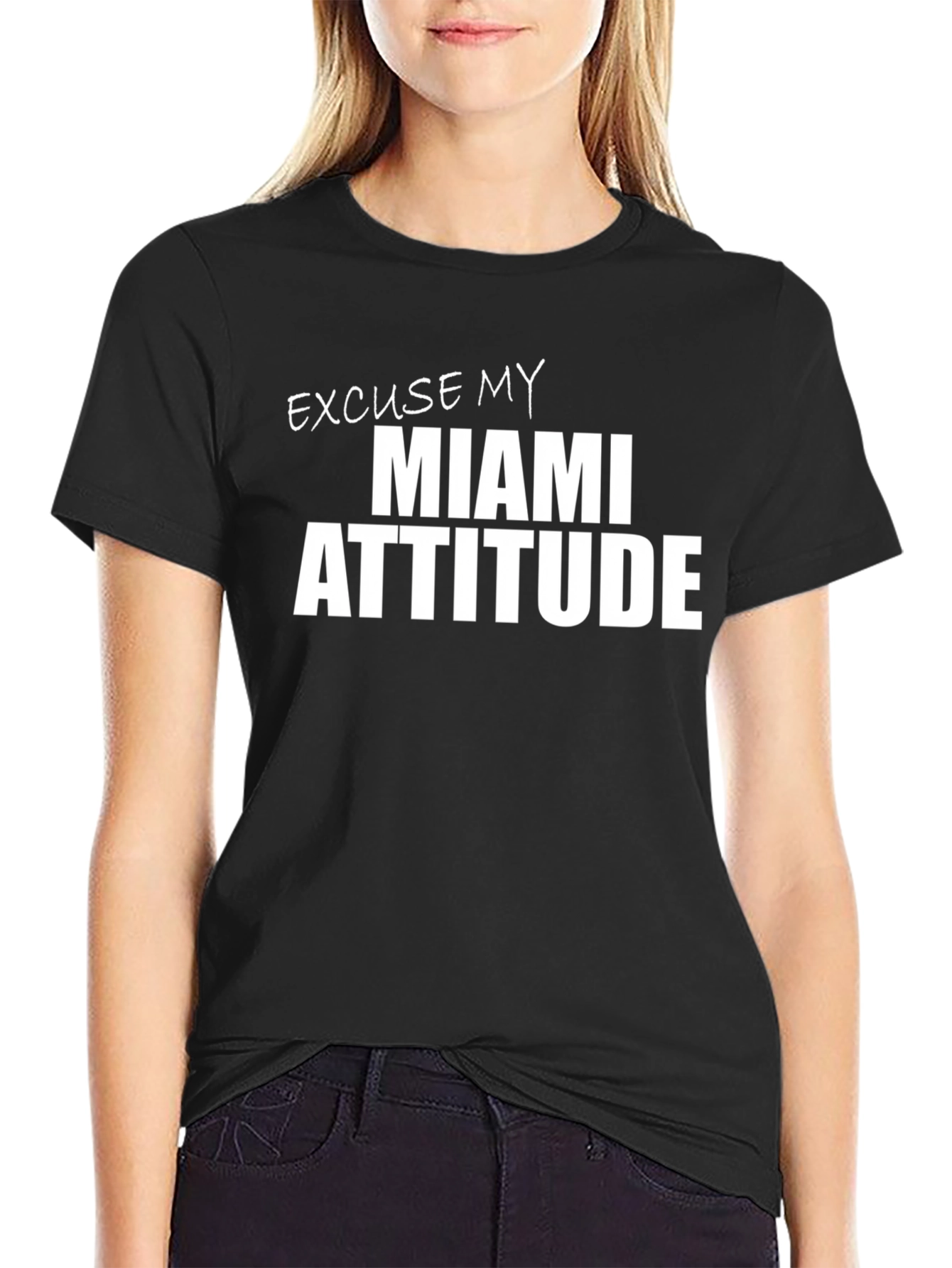 Miami Attitude Graphic T-Shirt - Black