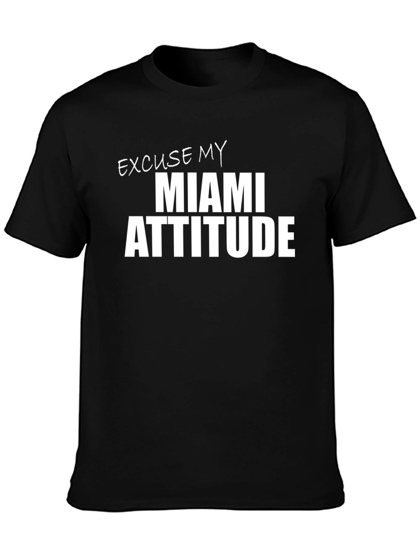 Miami Attitude Graphic T-Shirt - Black