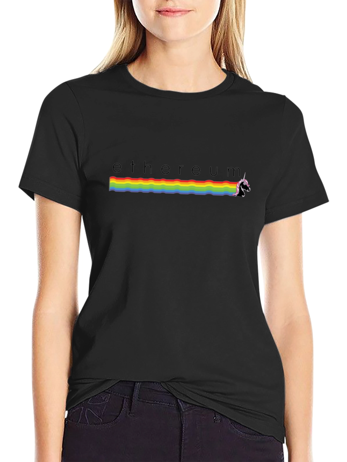 Ethereum Unicorn Rainbow Graphic T-Shirt
