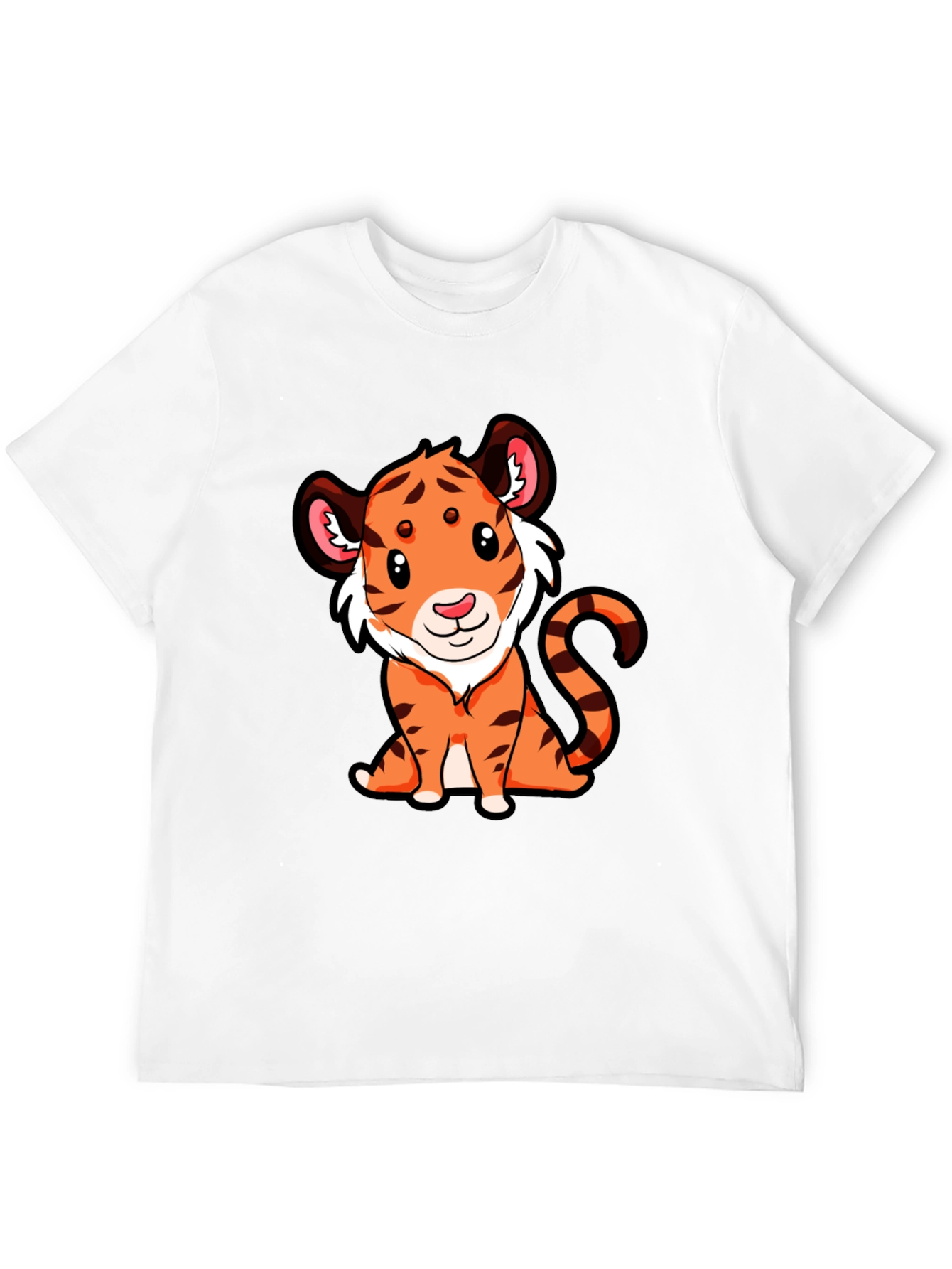 Cute Tiger Graphic Tee - Black Cotton T-Shirt