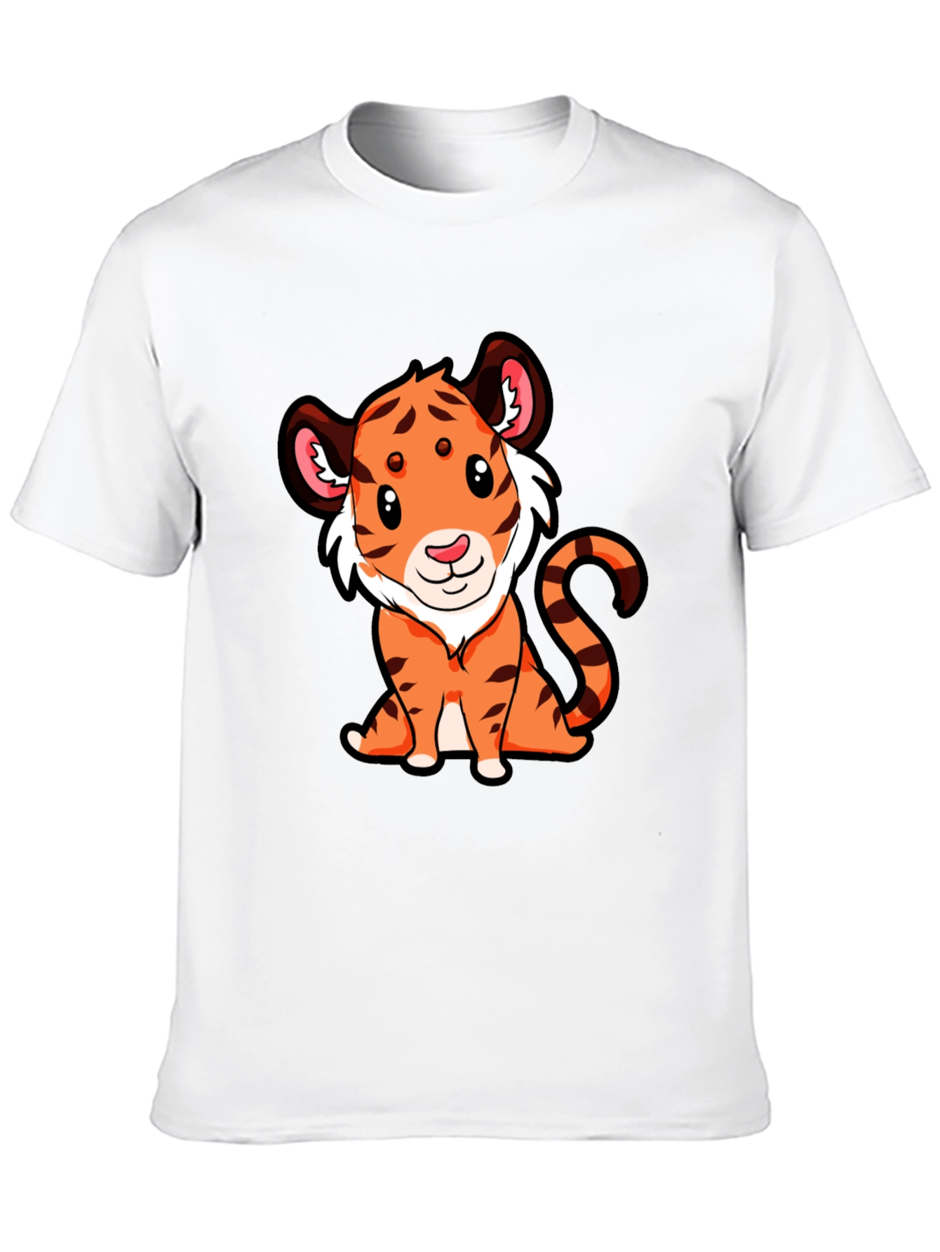 Cute Tiger Graphic Tee - Black Cotton T-Shirt