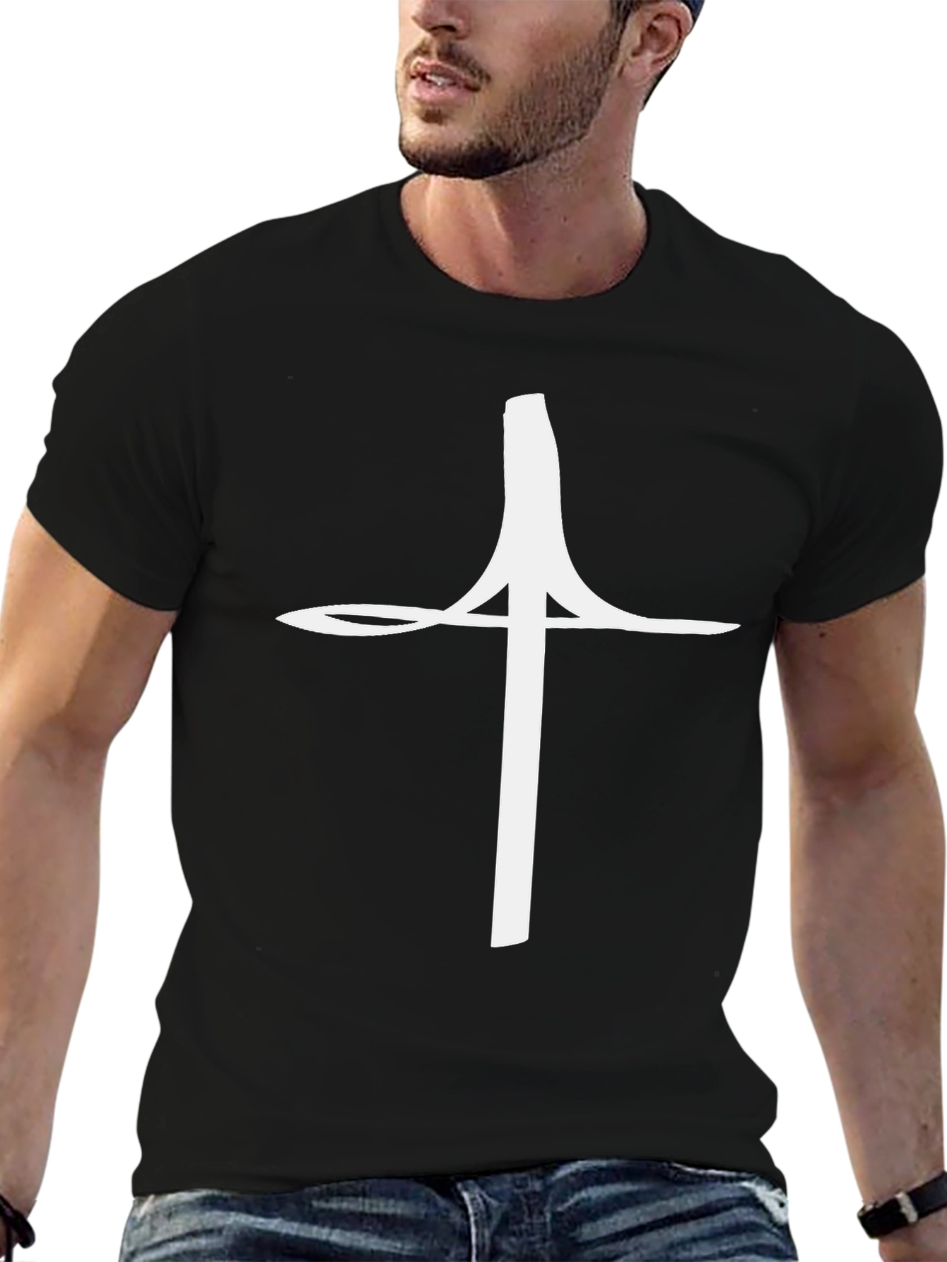 Abstract Cross Graphic Tee - Black