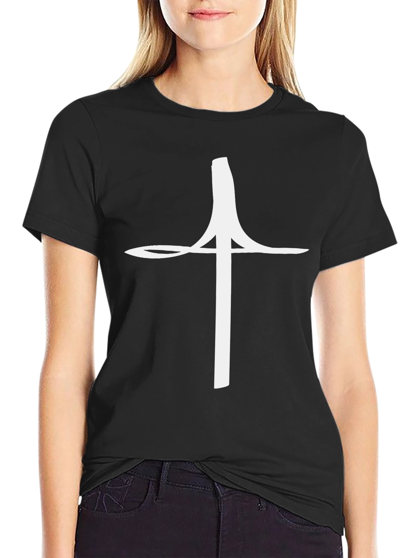 Abstract Cross Graphic Tee - Black