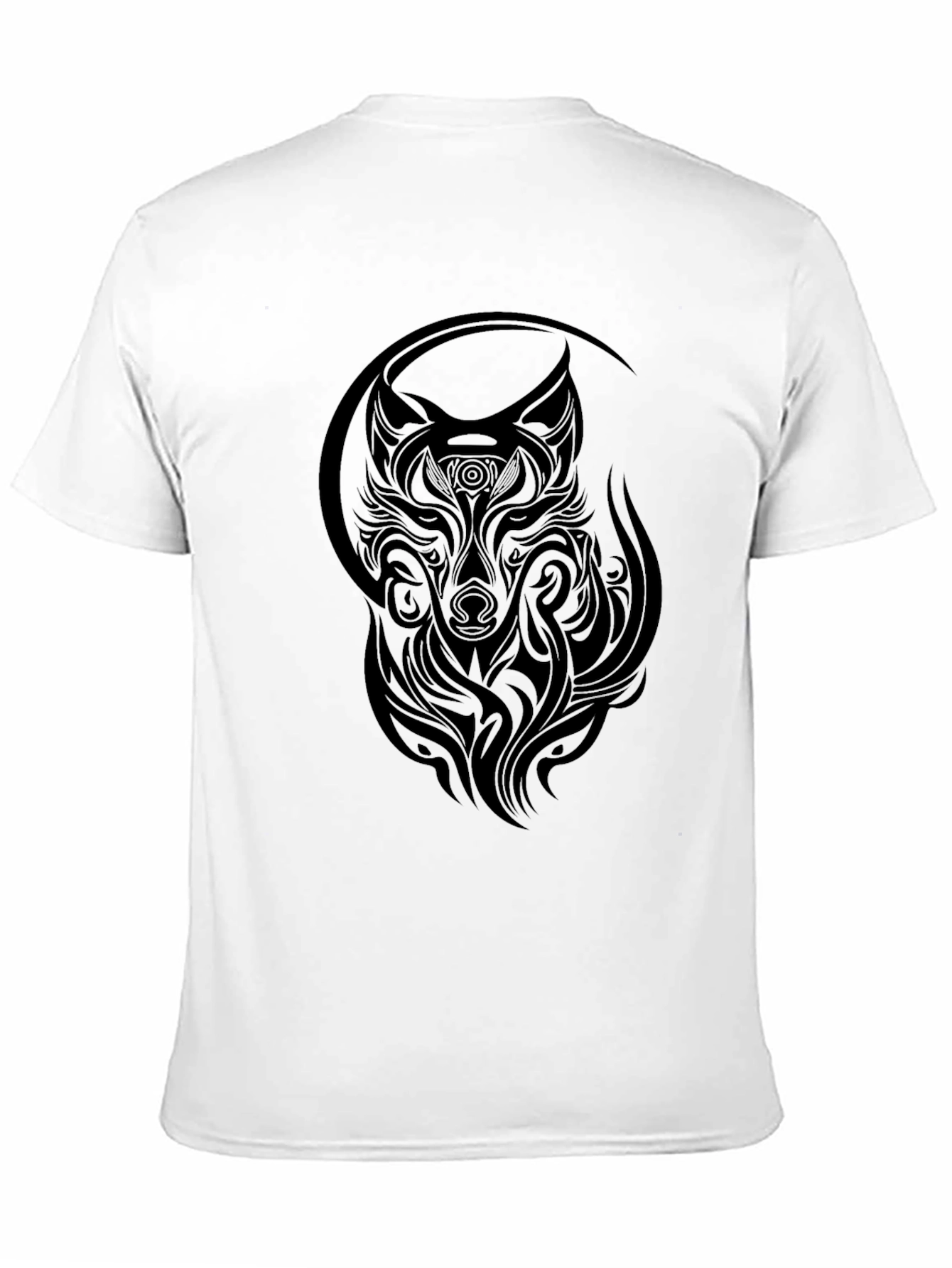 Tribal Wolf Graphic Black T-Shirt