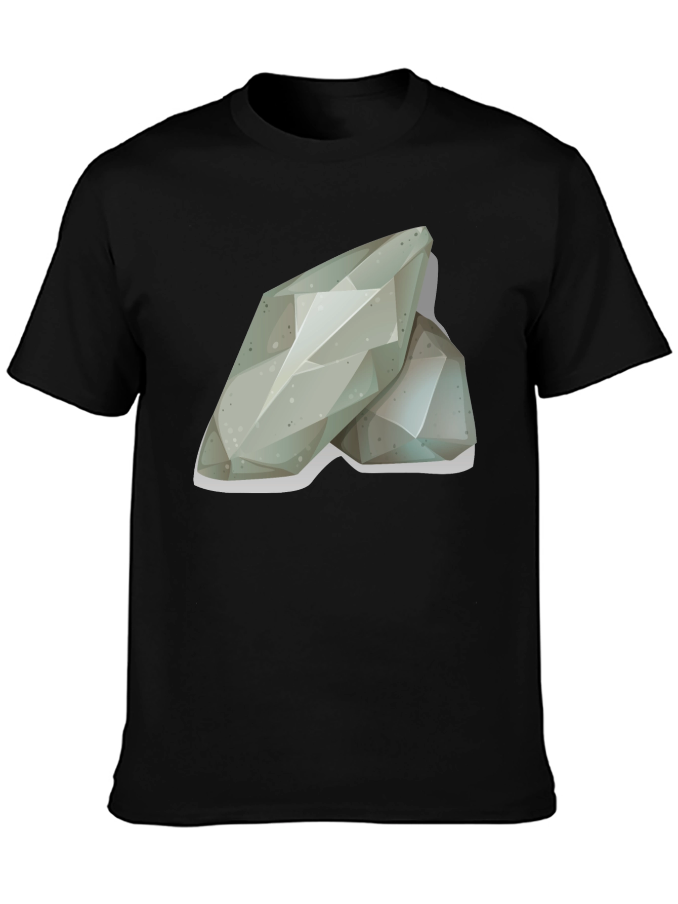 Abstract Geometric Stone Graphic Tee - Black