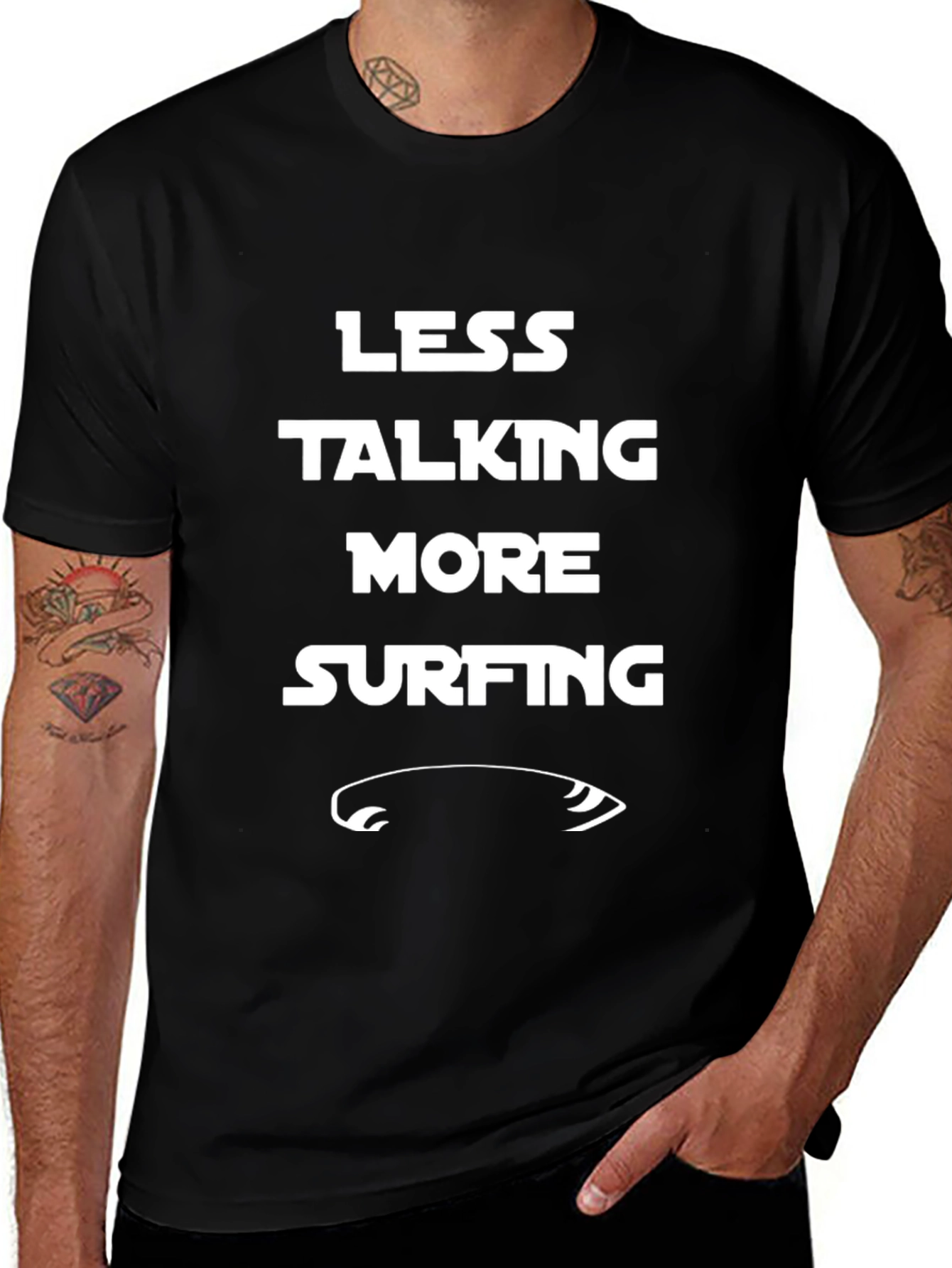 Less Talking More Surfing T-Shirt - Black