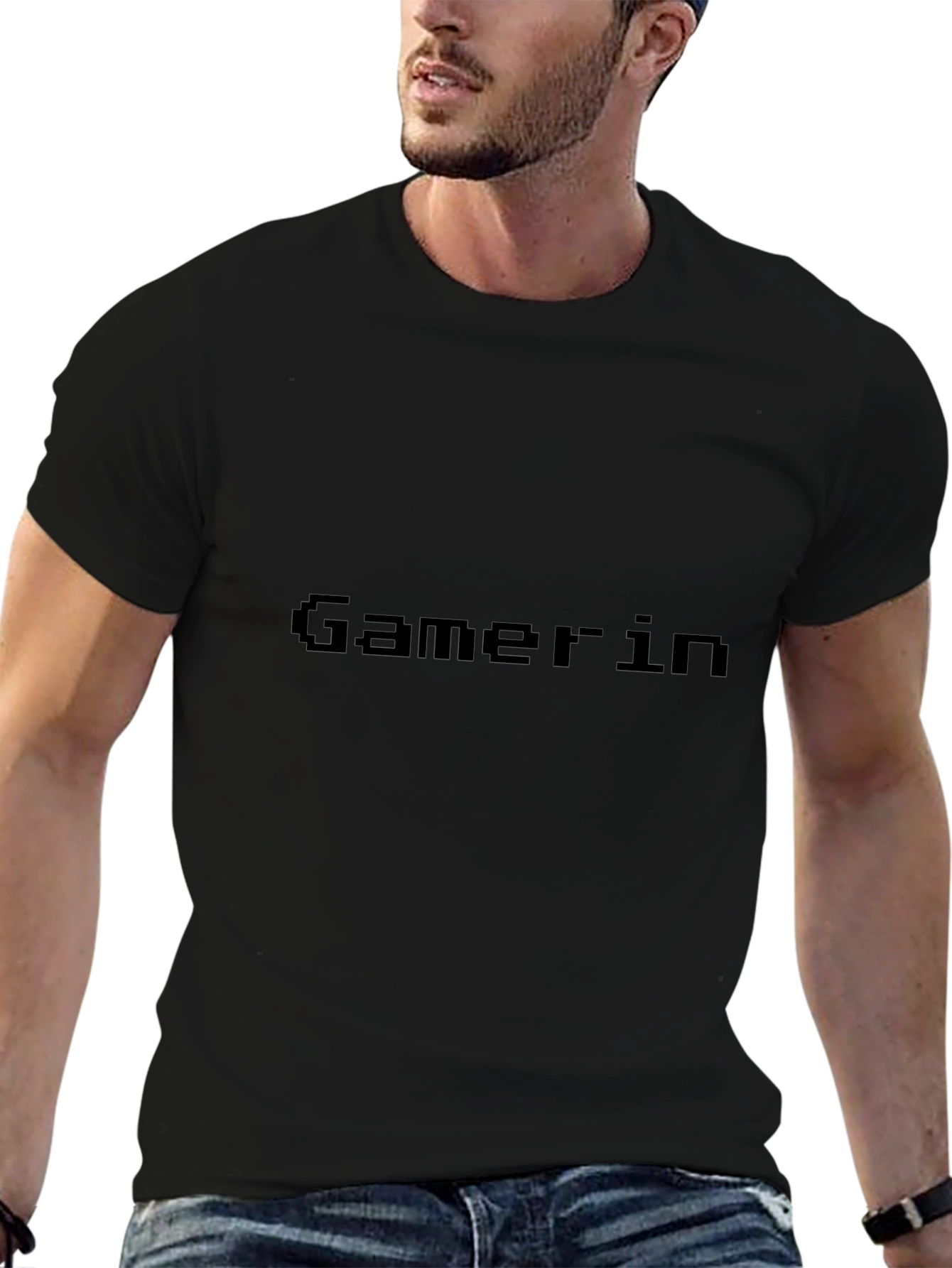 Gamerin T-Shirt - Black Pixel Text Tee