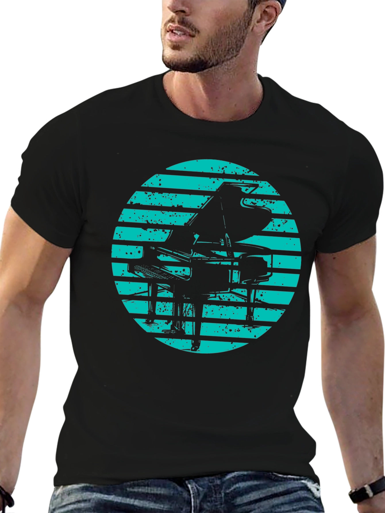 Retro Piano Graphic Tee - Stylish Music Lover T-Shirt