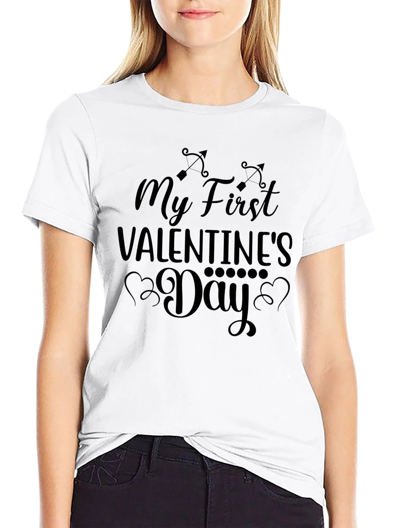My First Valentines Day Black T-Shirt