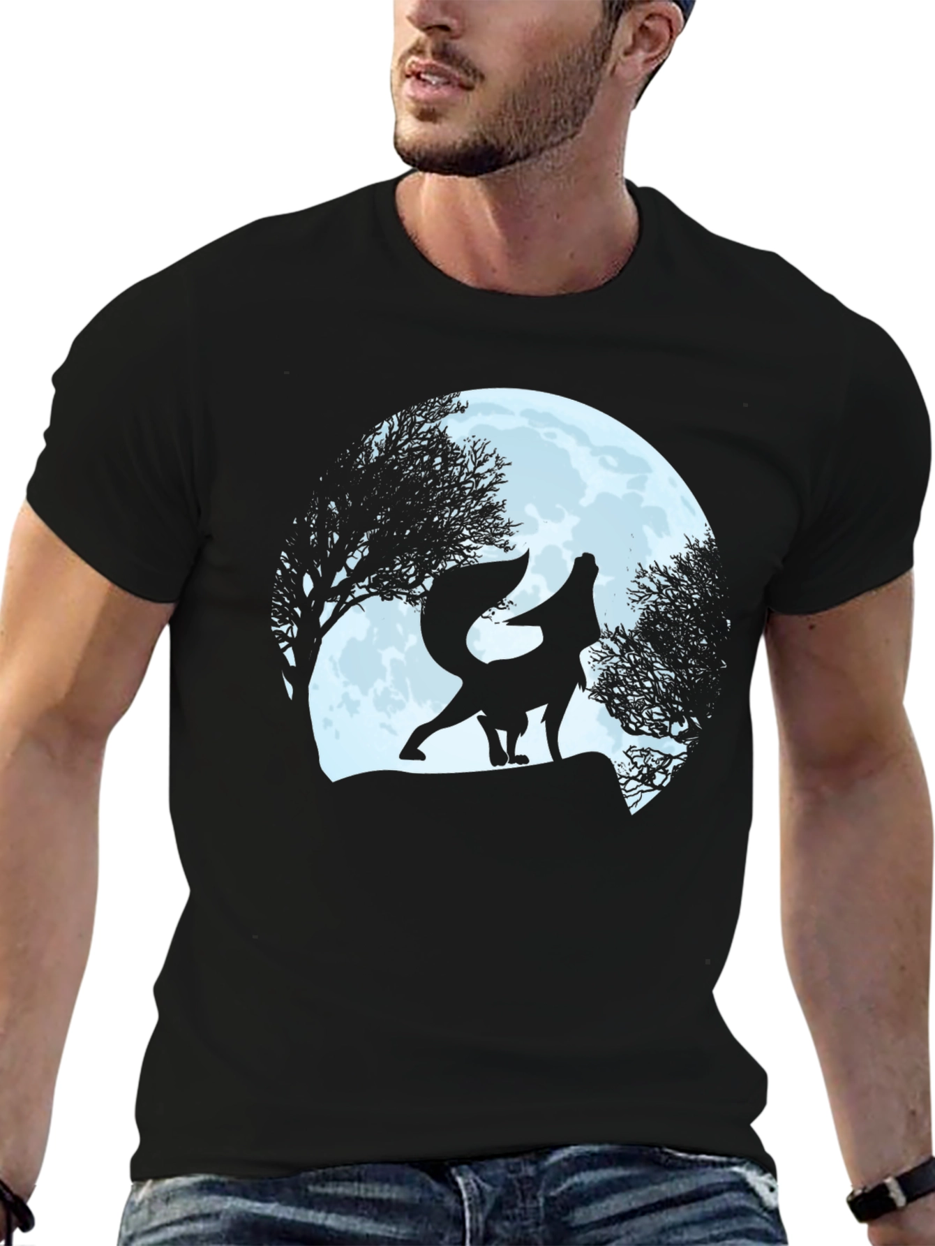 Wolf Howling at Moon Graphic Tee