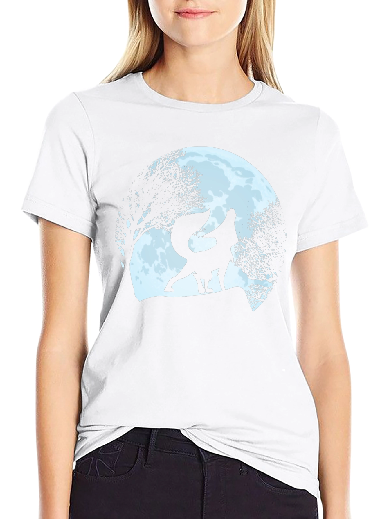 Wolf Howling at Moon Graphic Tee