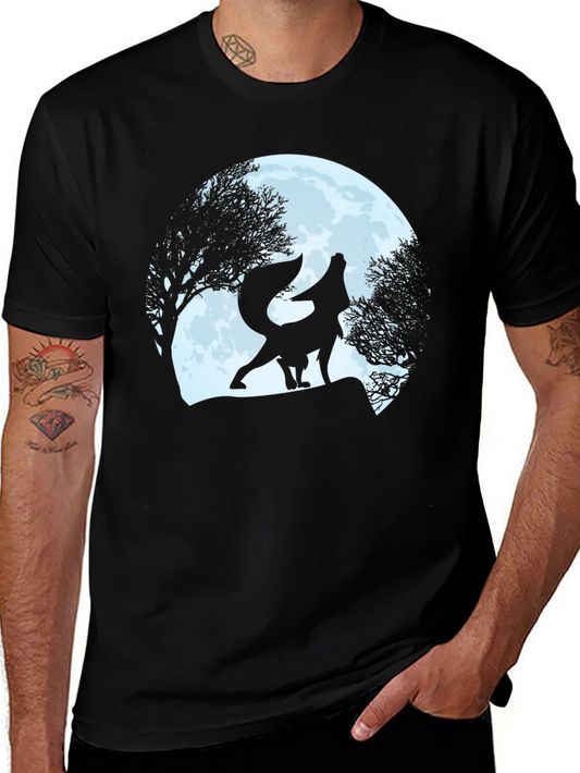 Wolf Howling at Moon Graphic Tee