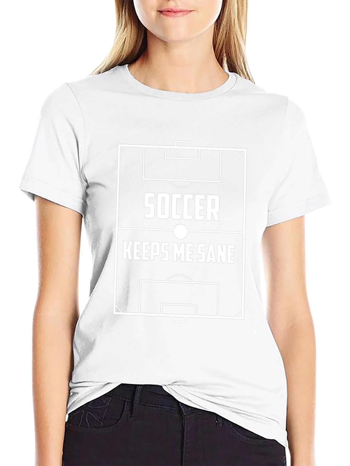 Soccer Keeps Me Sane Black Graphic T-Shirt