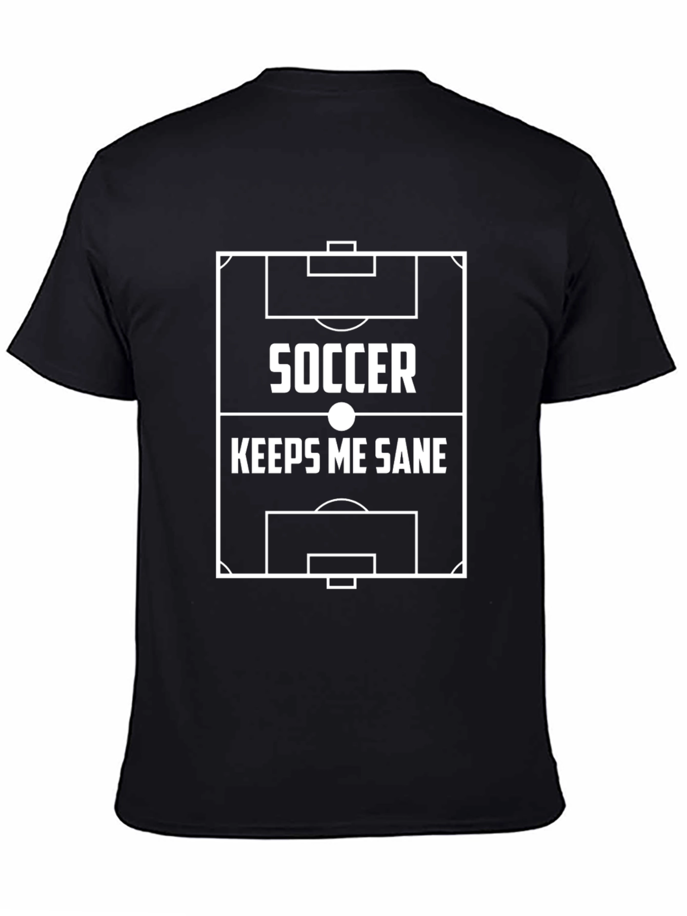 Soccer Keeps Me Sane Black Graphic T-Shirt