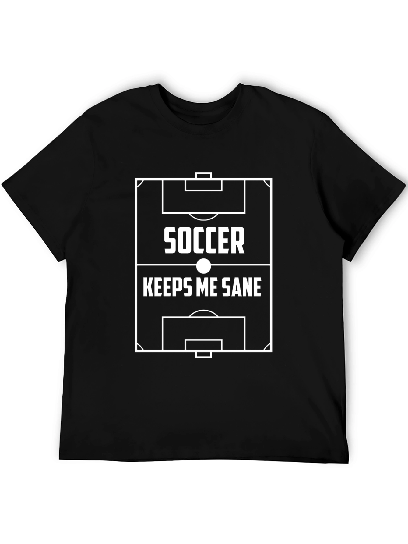 Soccer Keeps Me Sane Black Graphic T-Shirt