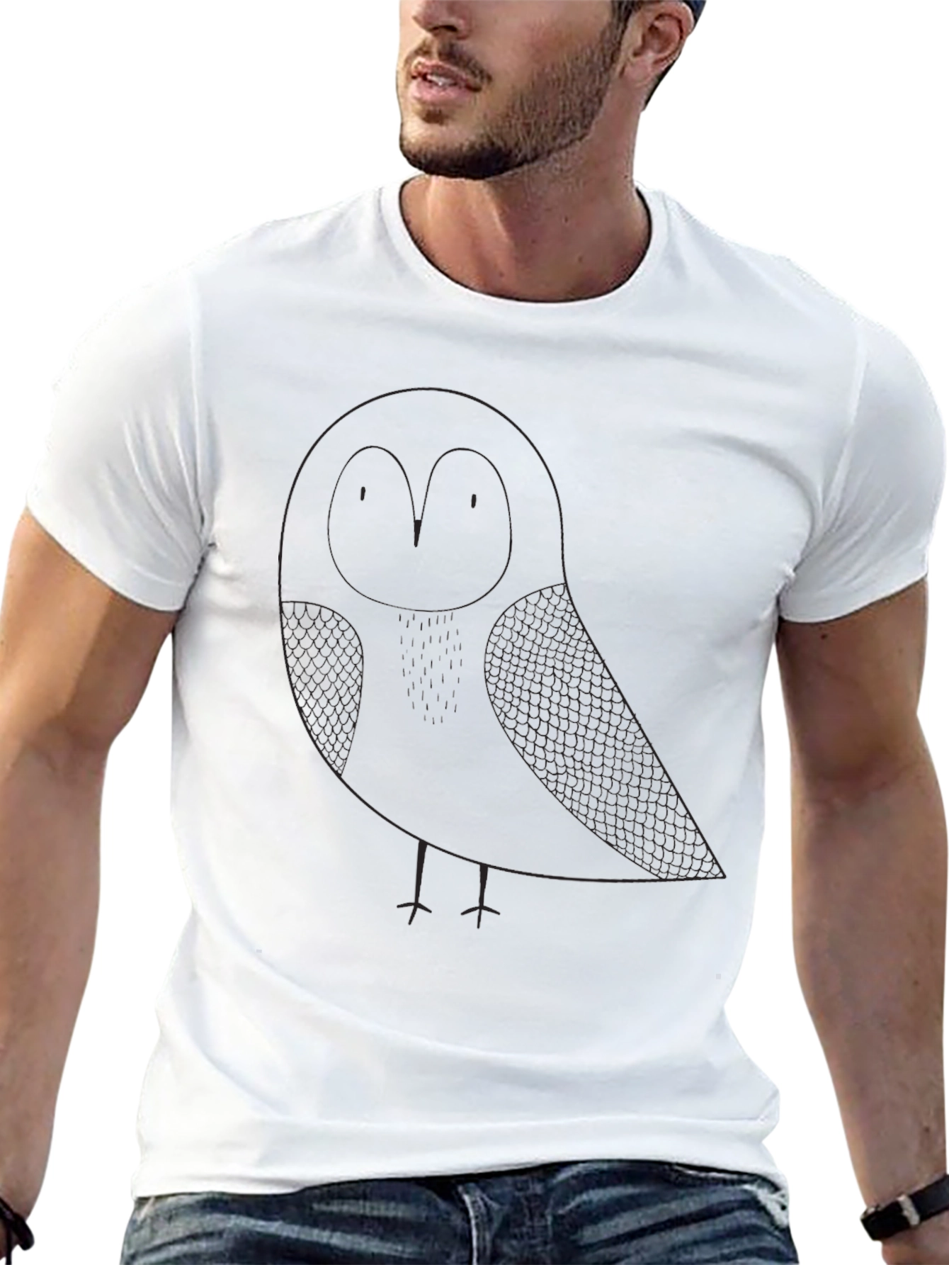Mens Black Owl Graphic T-Shirt - Casual Style