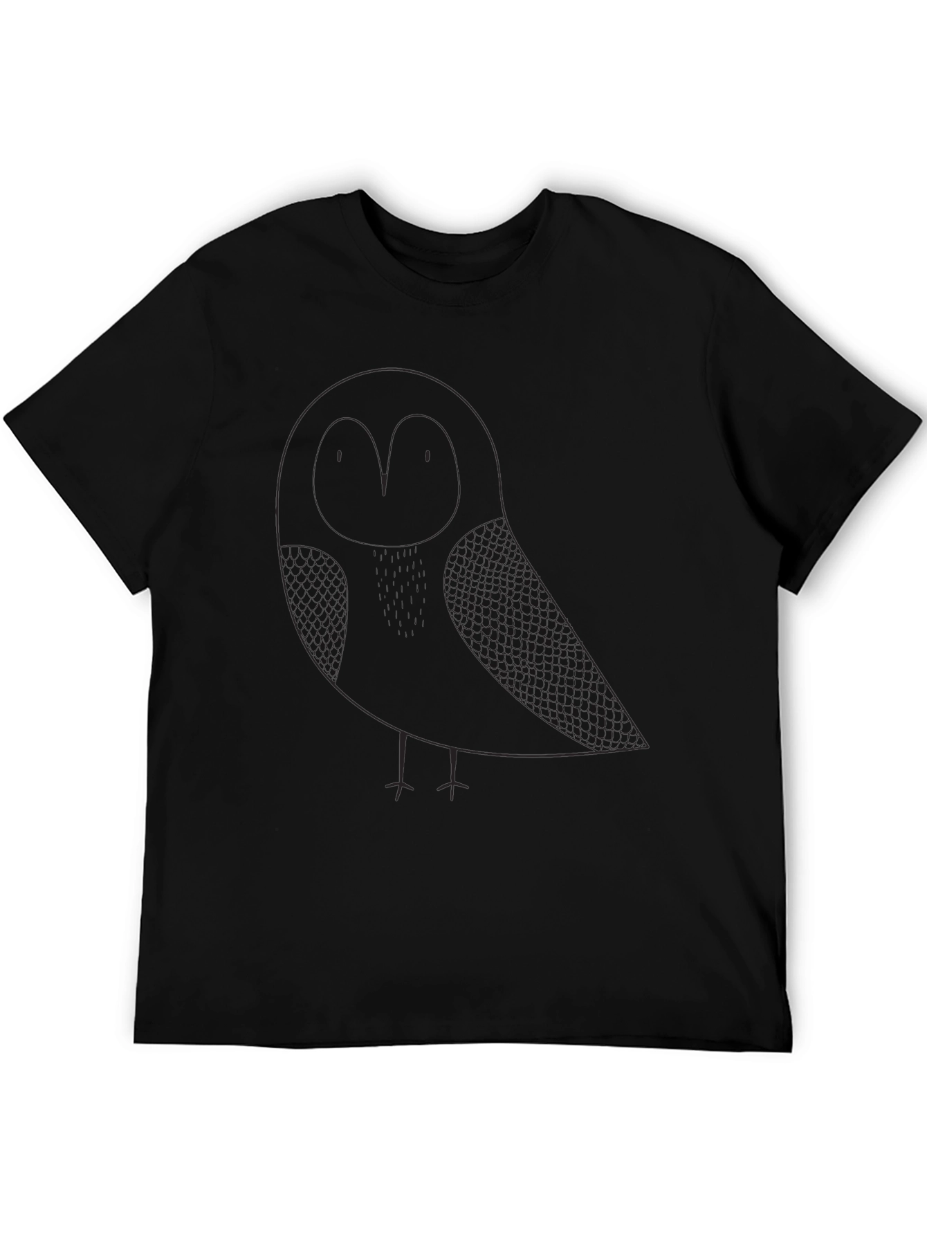 Mens Black Owl Graphic T-Shirt - Casual Style