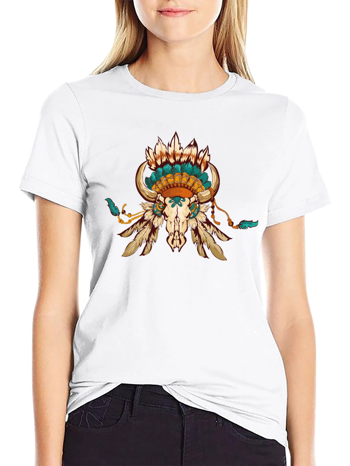 Bull Skull Headdress Graphic Tee