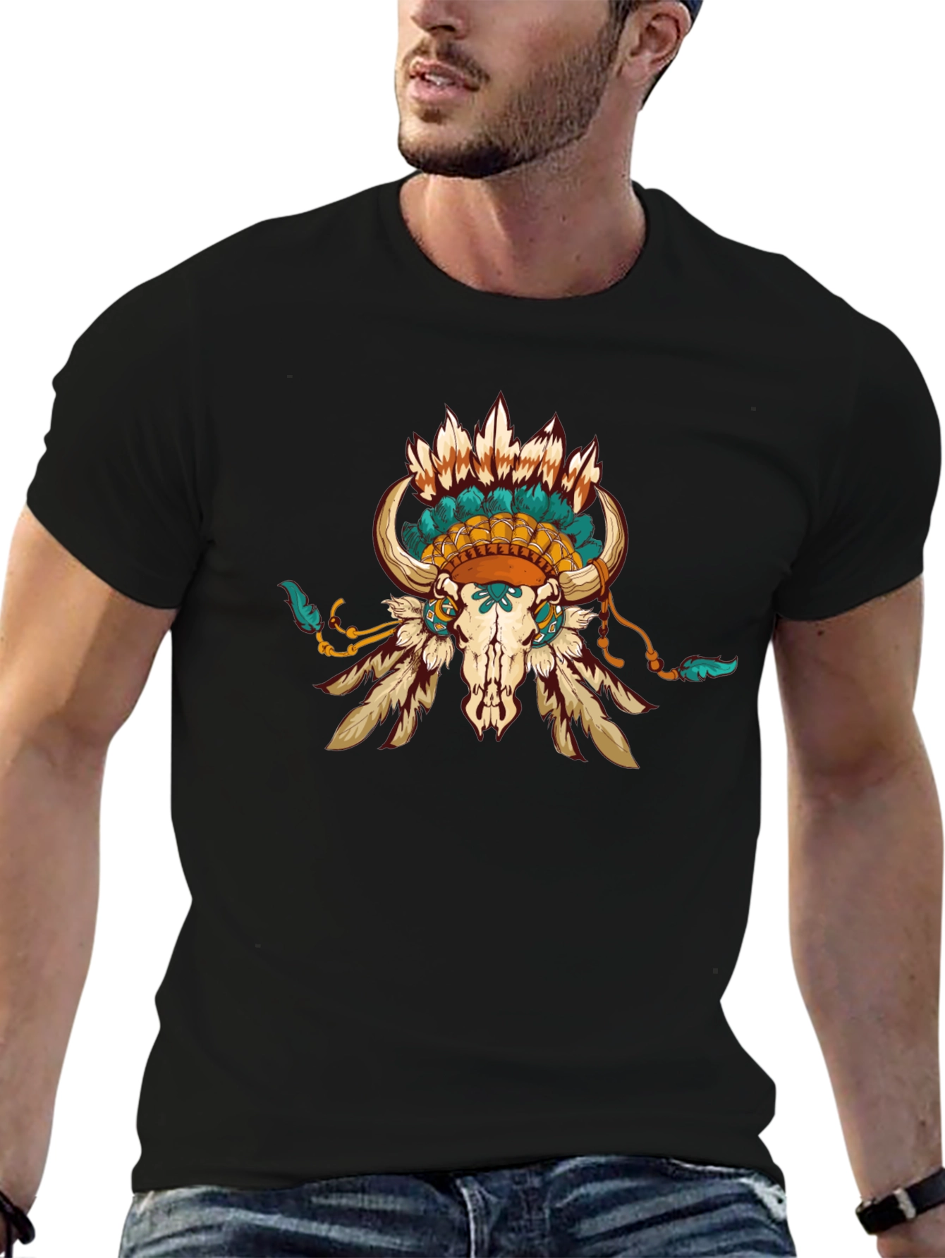 Bull Skull Headdress Graphic Tee