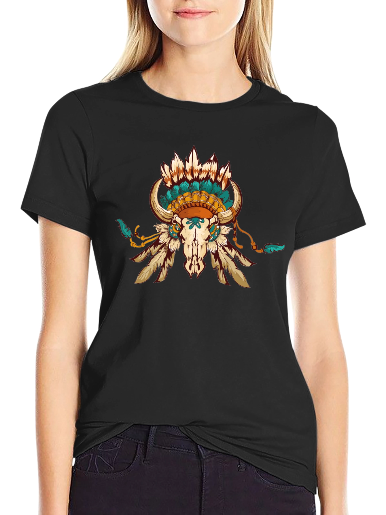 Bull Skull Headdress Graphic Tee