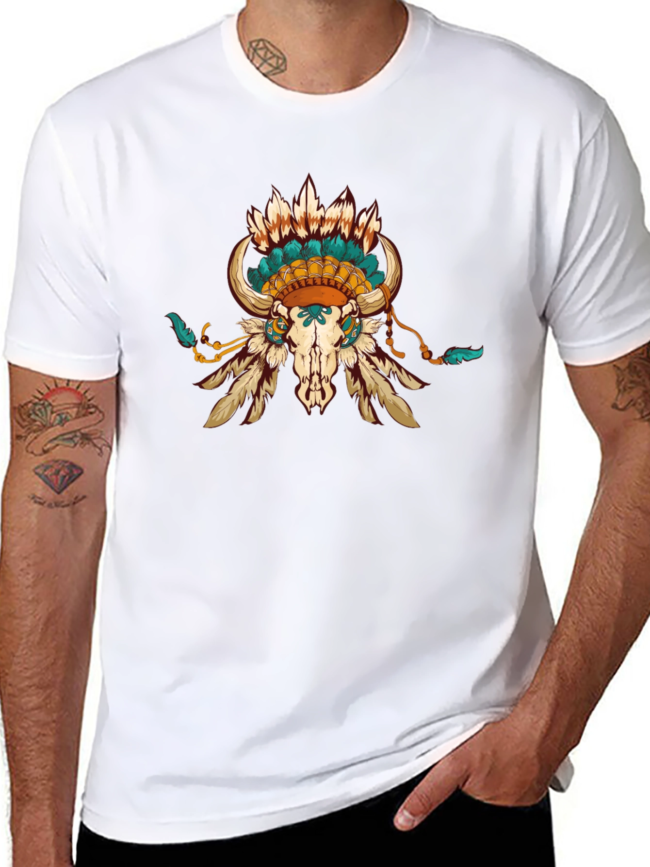 Bull Skull Headdress Graphic Tee