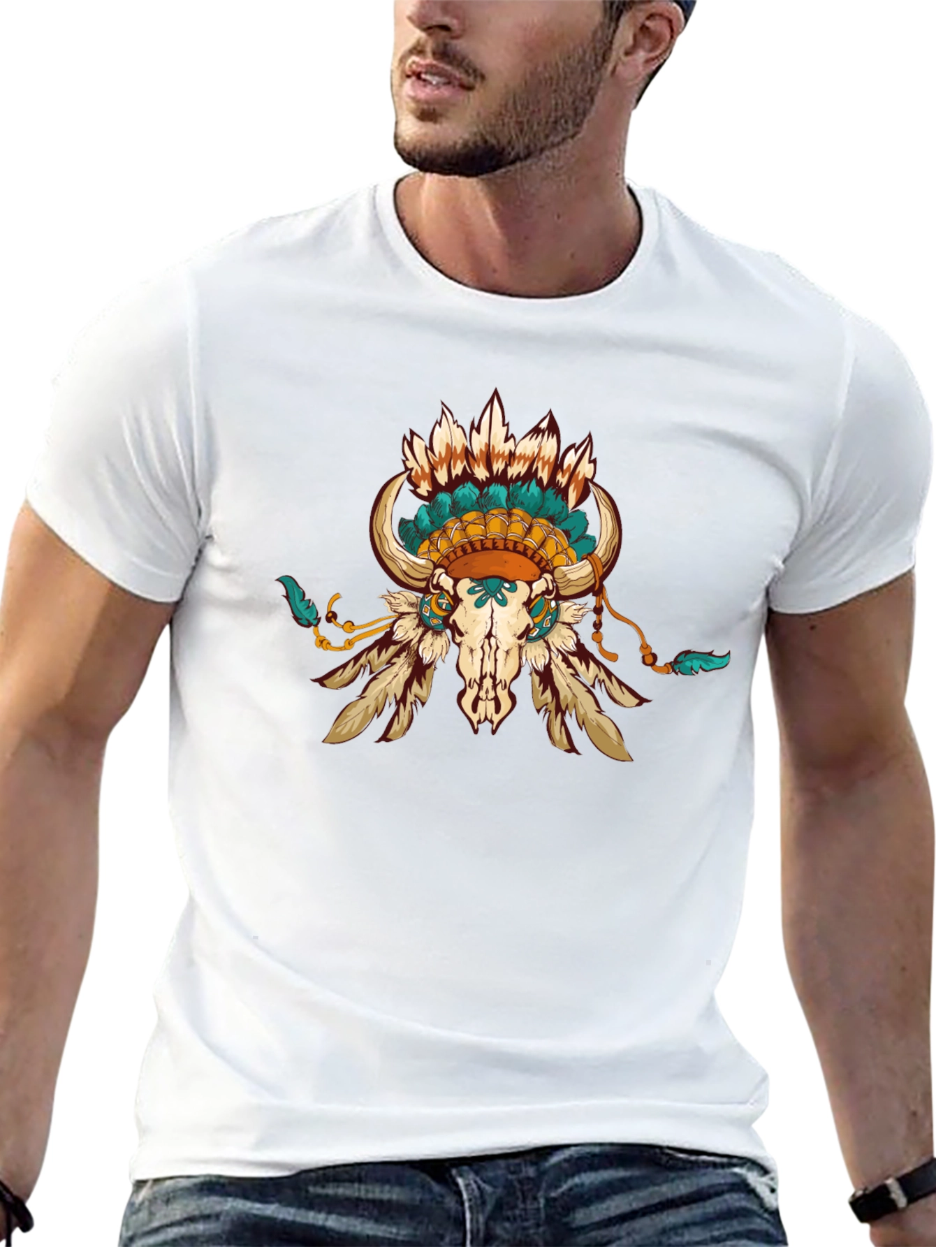 Bull Skull Headdress Graphic Tee