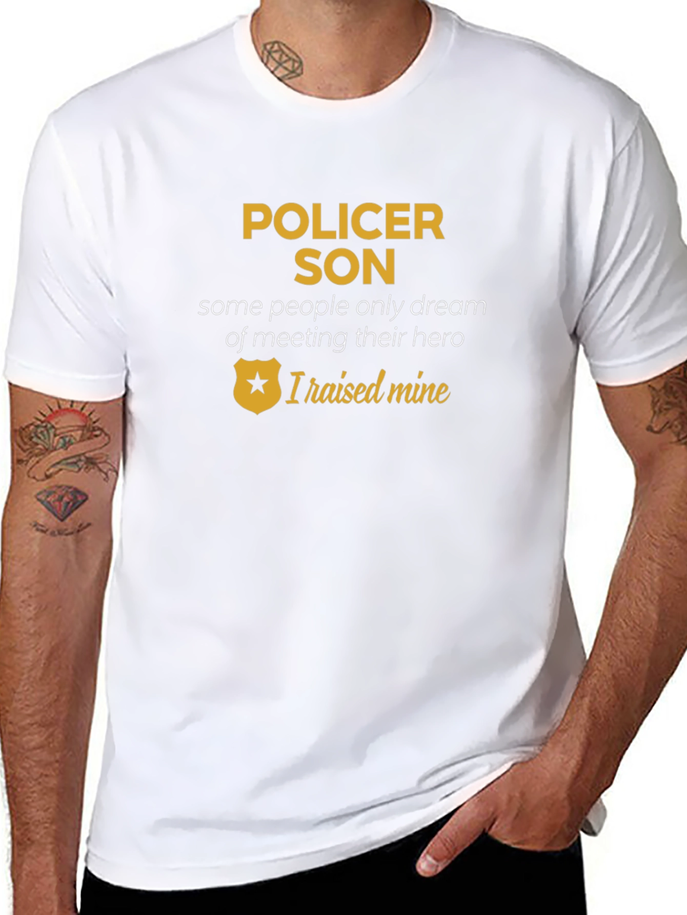Pollicer Son T-Shirt - I Raised Mine Hero Tee