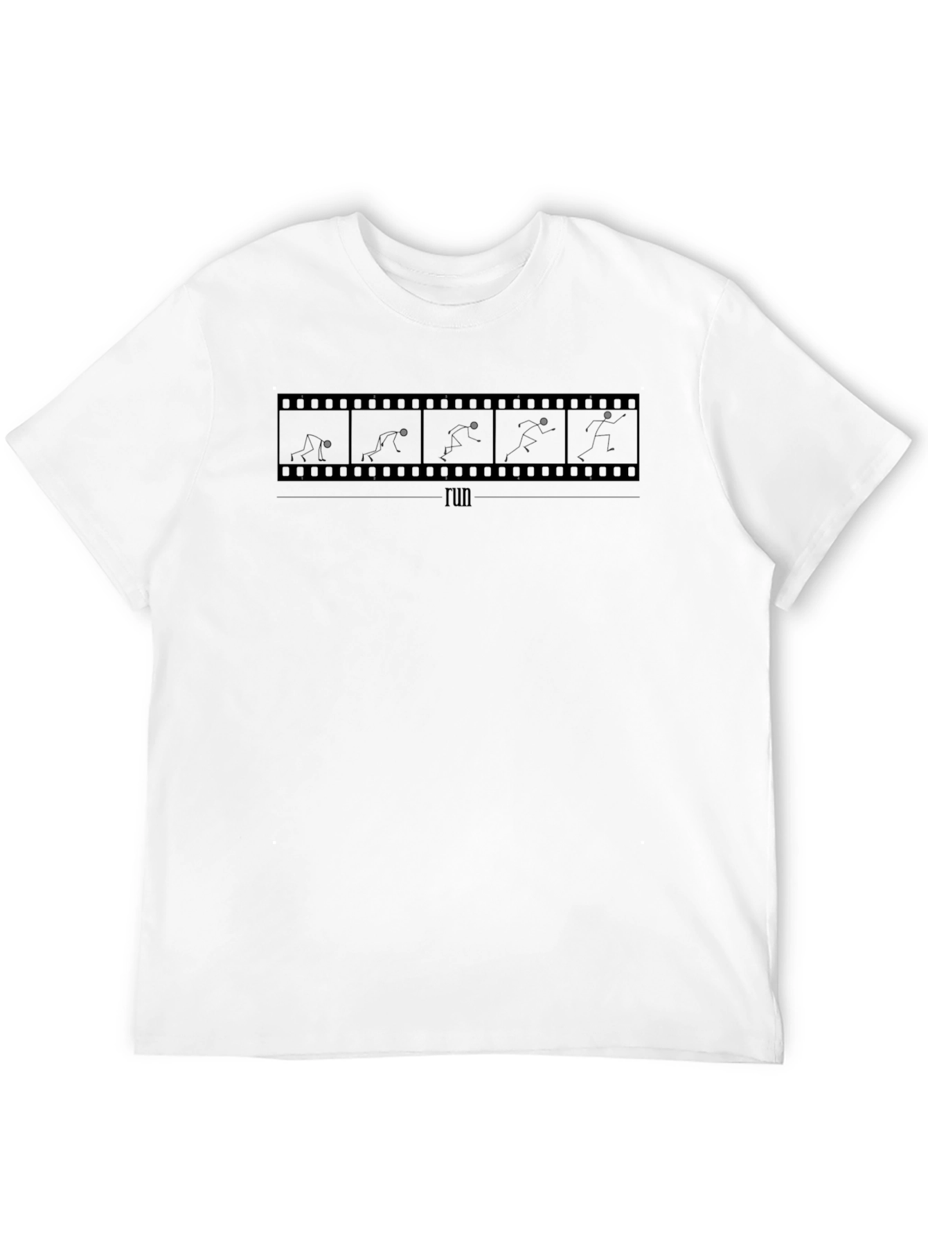 Mens Black Run Film Strip Graphic T-Shirt