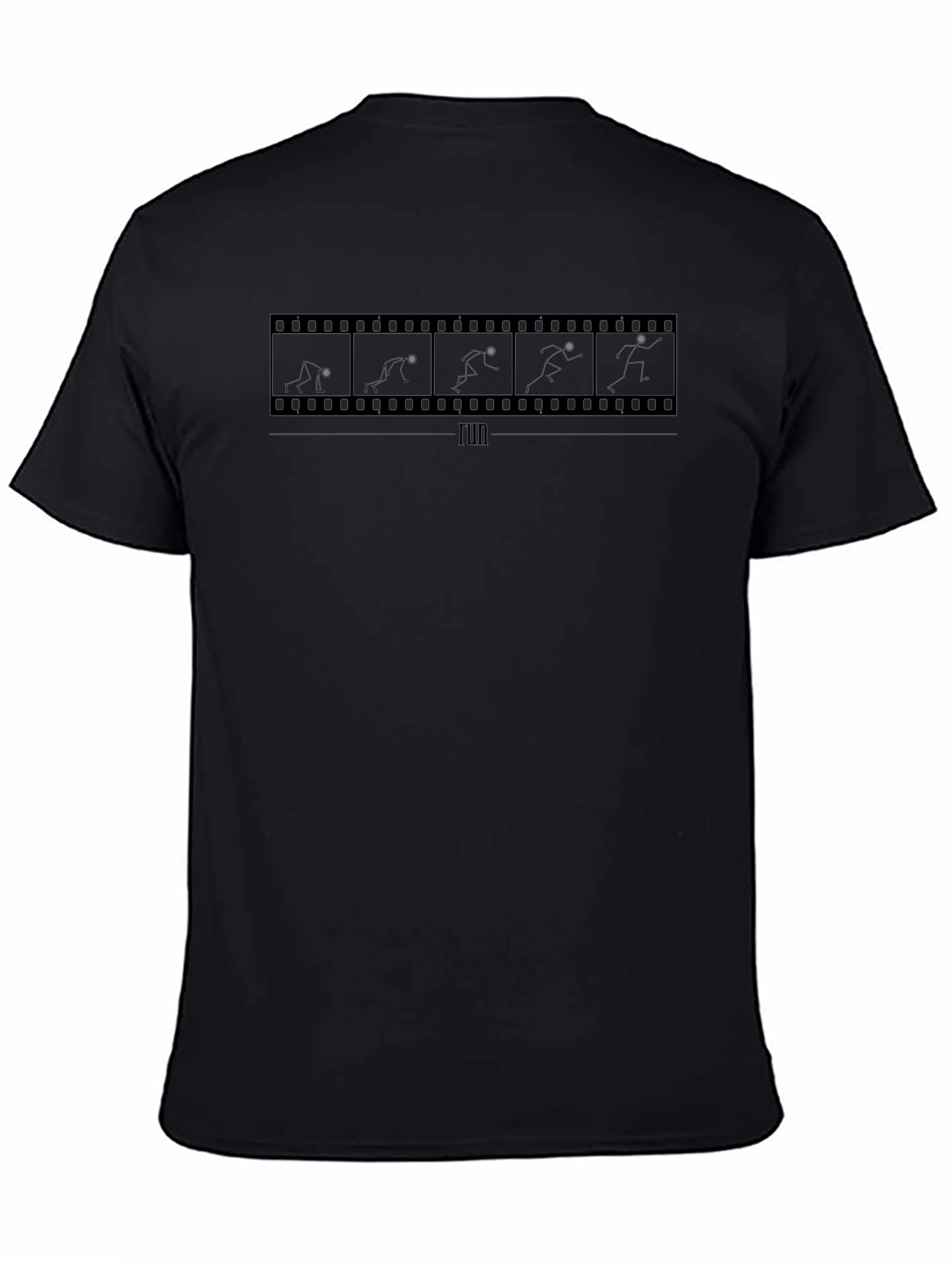 Mens Black Run Film Strip Graphic T-Shirt
