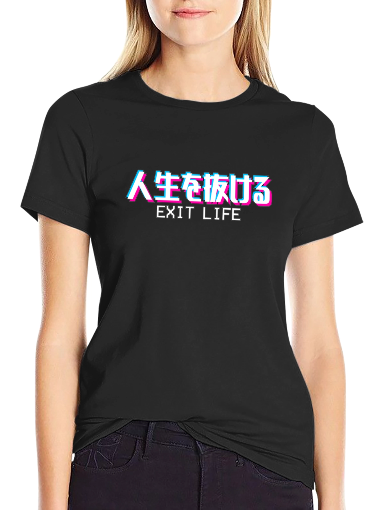 Exit Life Graphic Tee - Japanese Text Design