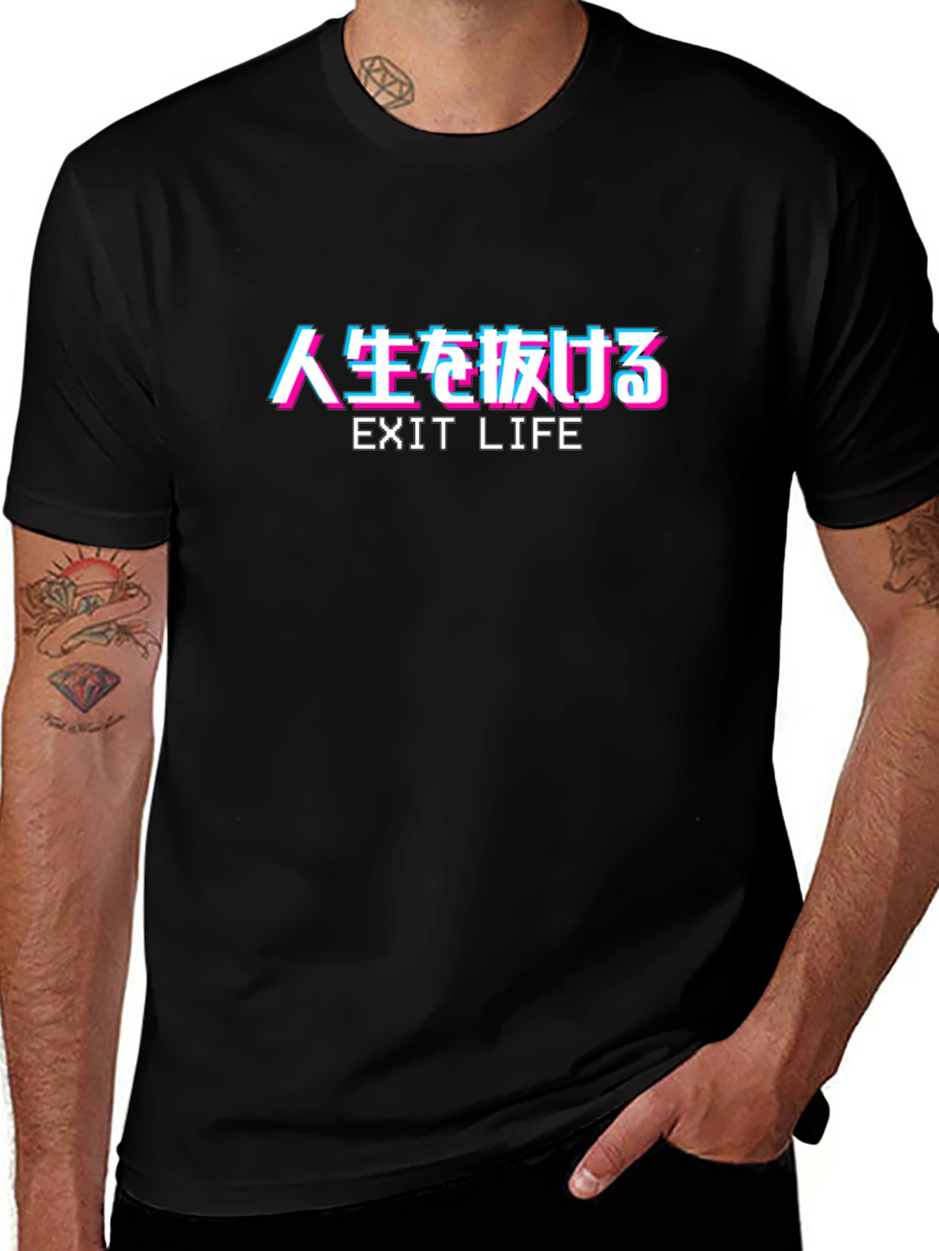 Exit Life Graphic Tee - Japanese Text Design