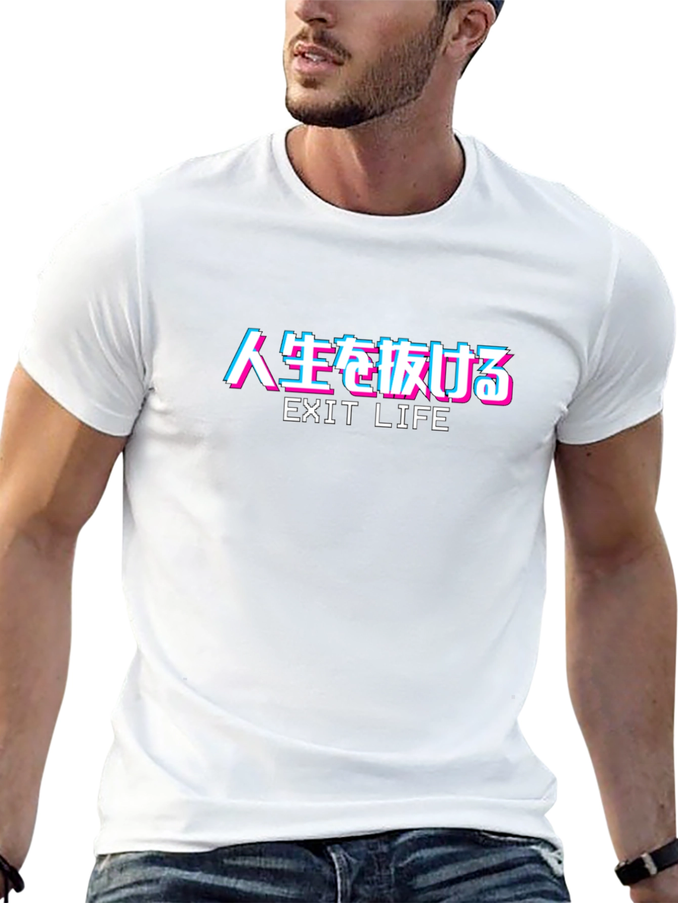 Exit Life Graphic Tee - Japanese Text Design