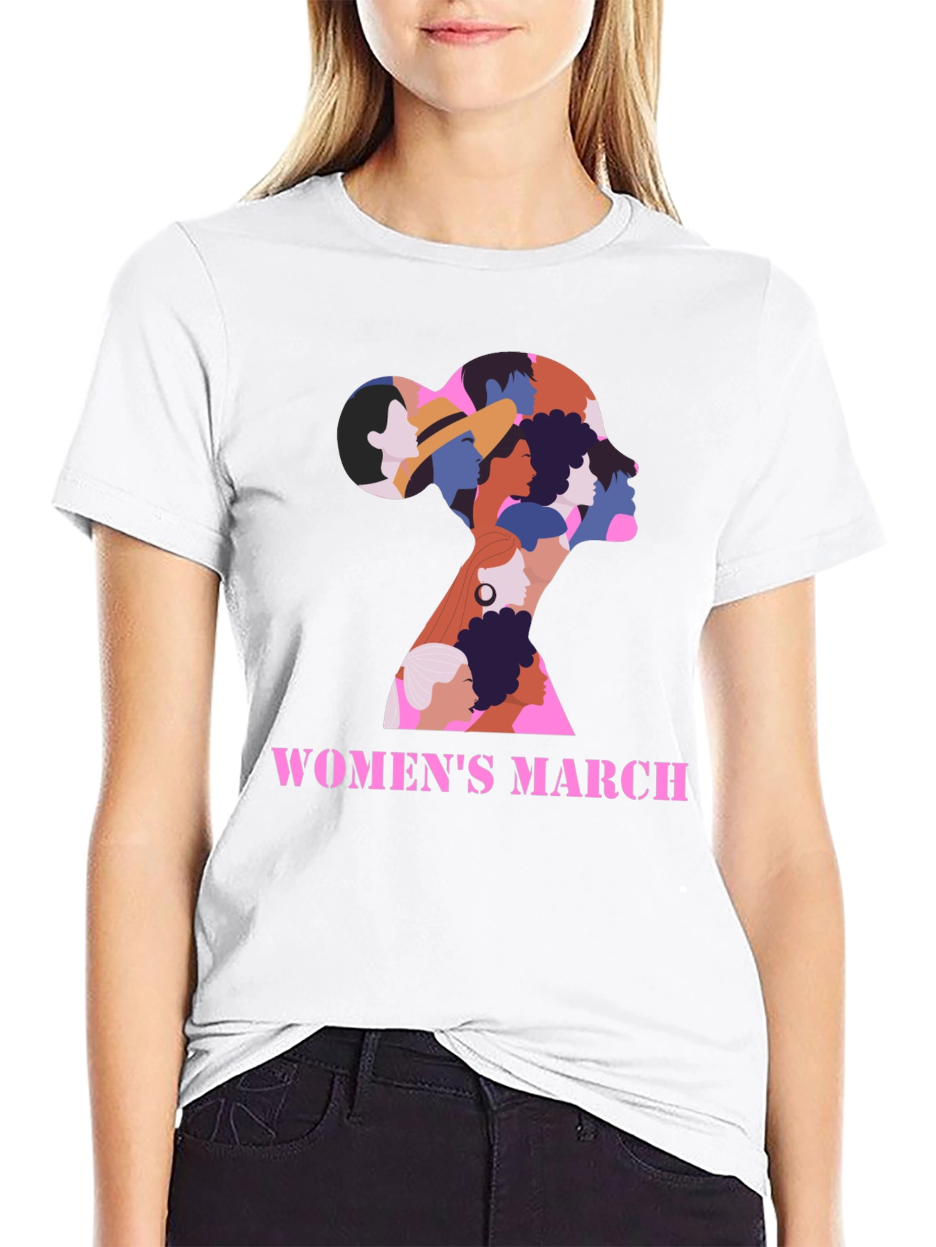 Womens March Graphic Tee - Empowering Black Shirt