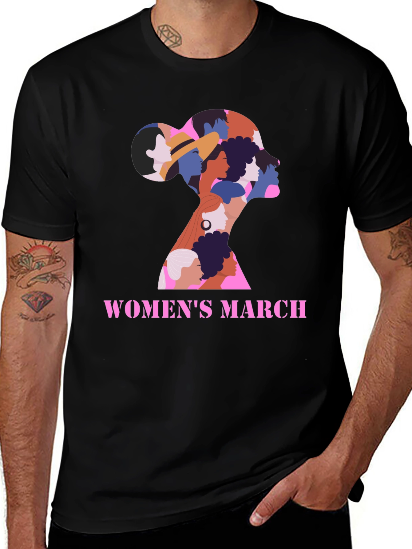 Womens March Graphic Tee - Empowering Black Shirt
