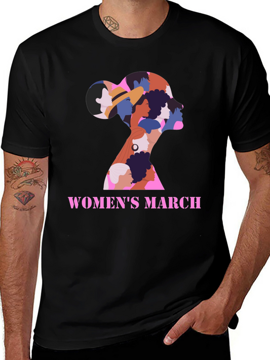 Womens March Graphic Tee - Empowering Black Shirt