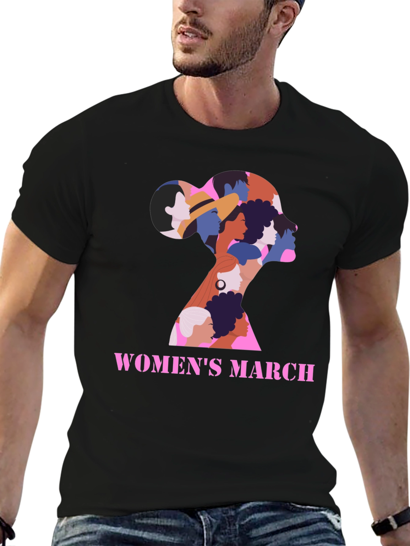 Womens March Graphic Tee - Empowering Black Shirt