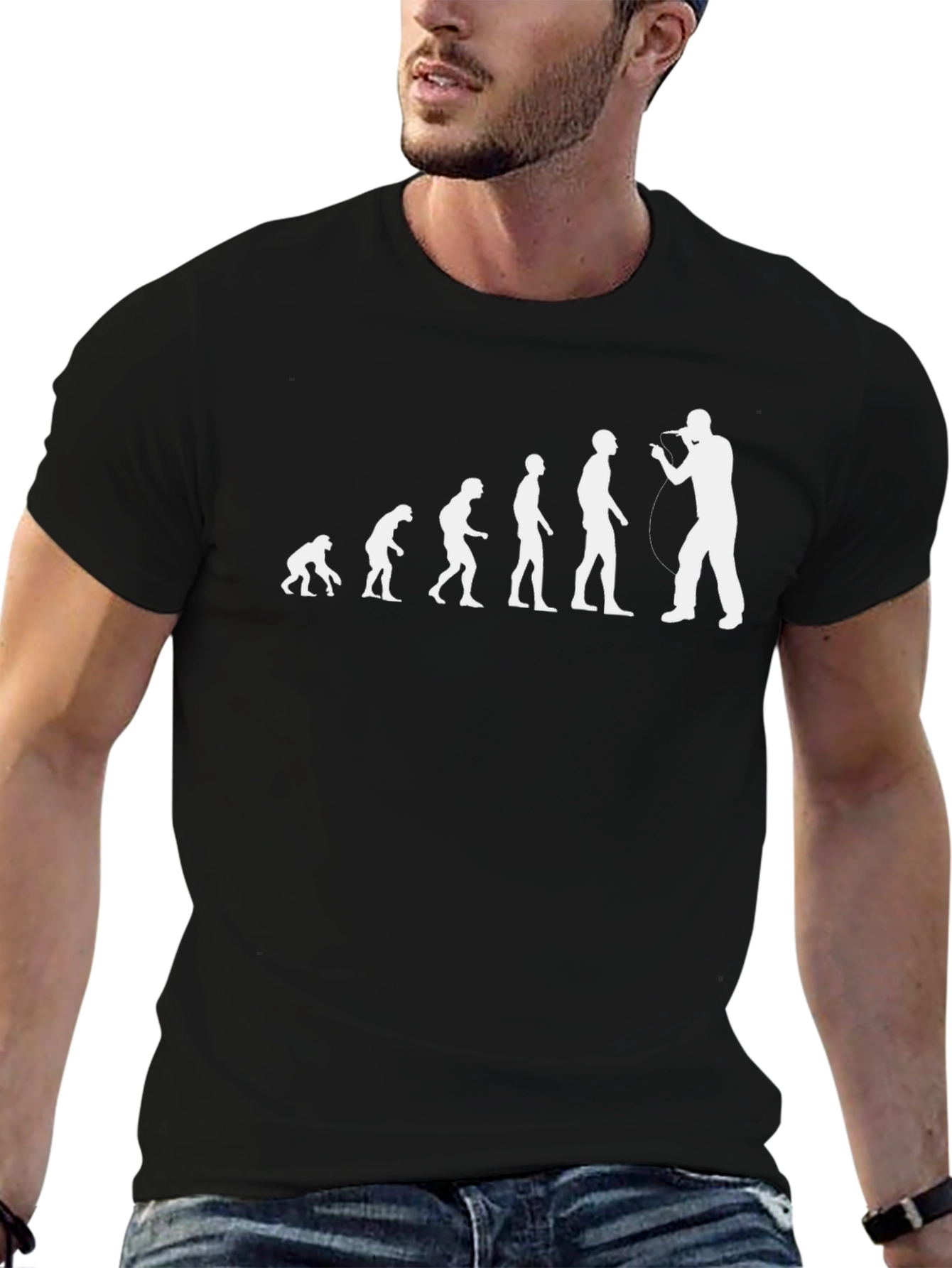 Evolution of Music Black Graphic T-Shirt