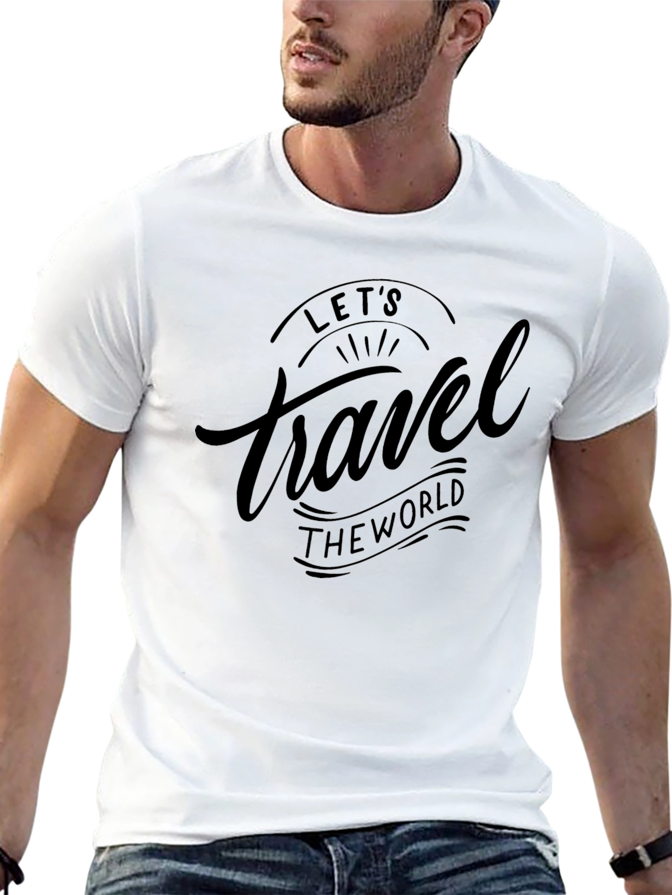 Lets Travel the World Black Graphic Tee