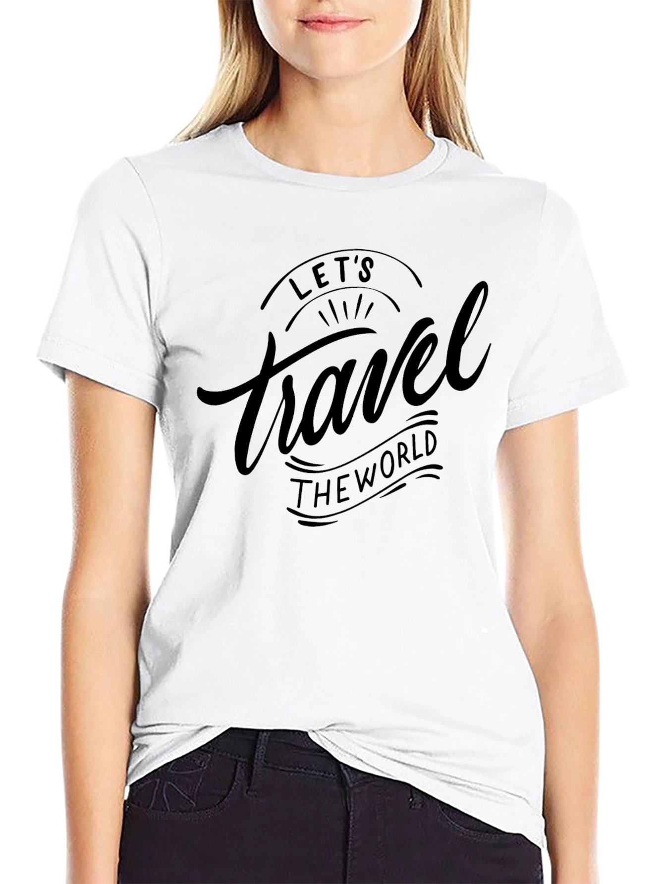 Lets Travel the World Black Graphic Tee