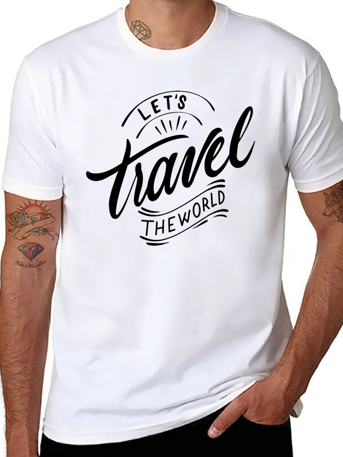 Lets Travel the World Black Graphic Tee