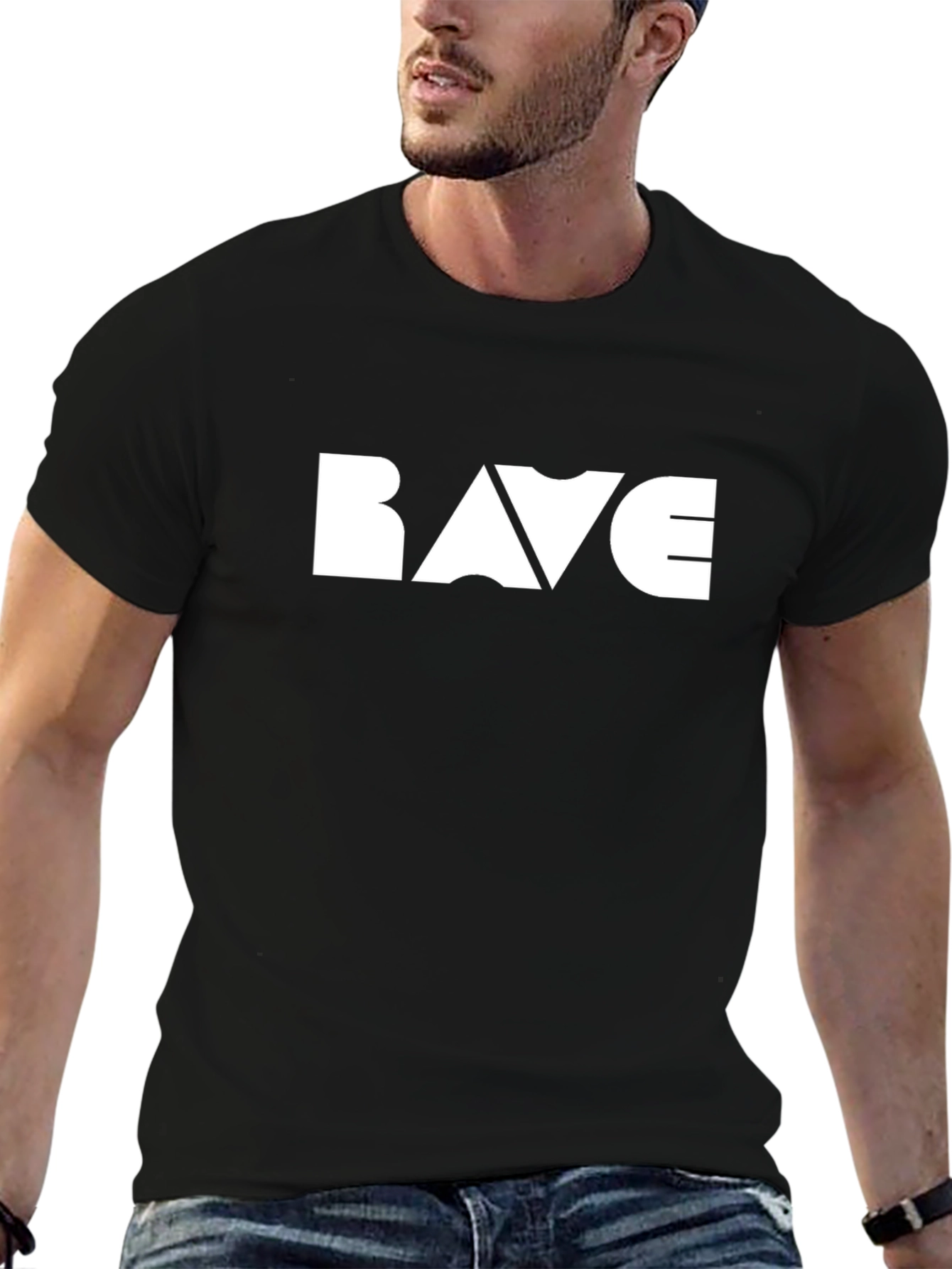 Rave Graphic Tee - Trendy Black T-Shirt