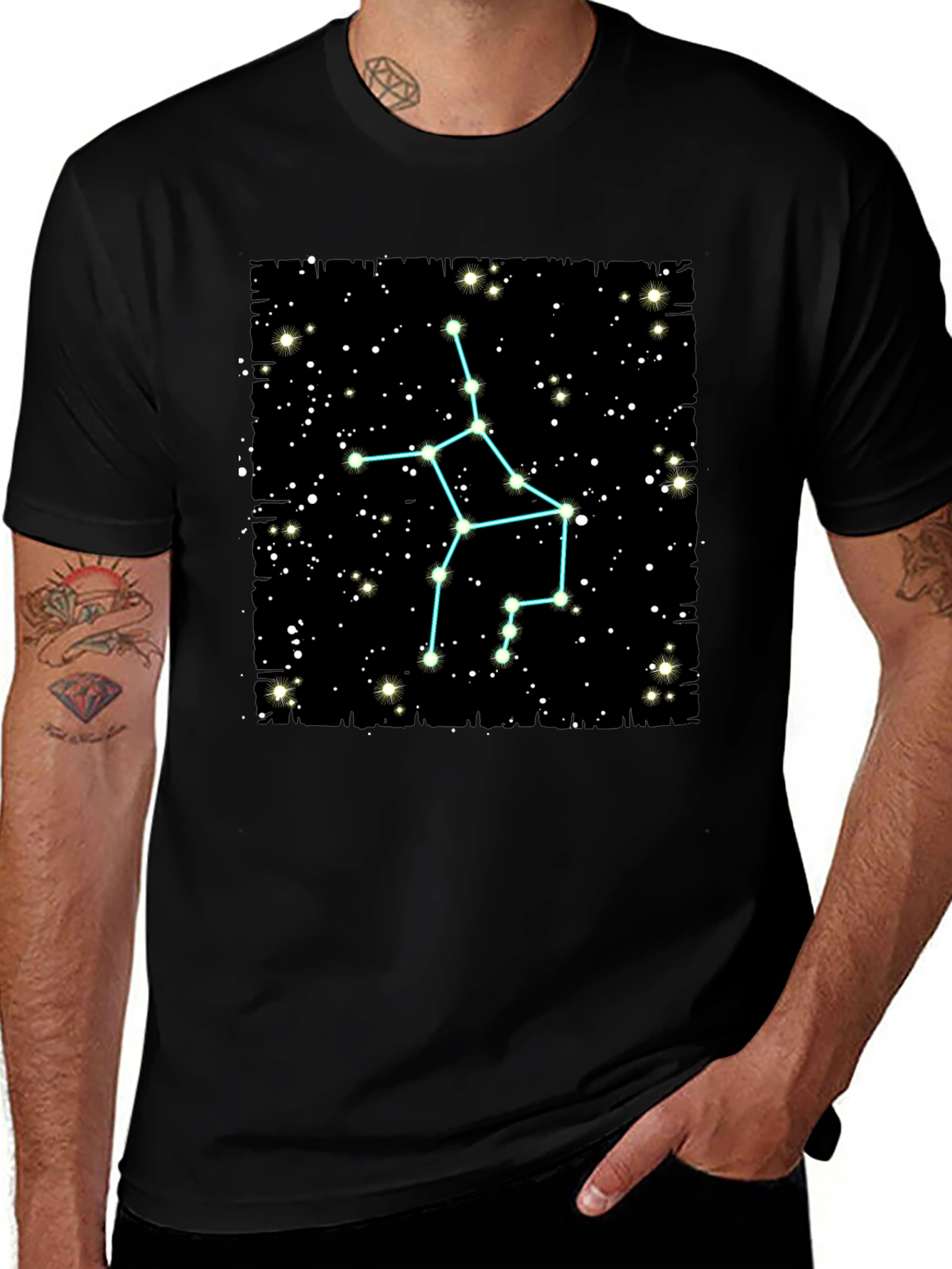 Sagittarius Constellation T-Shirt - Black Cotton Tee