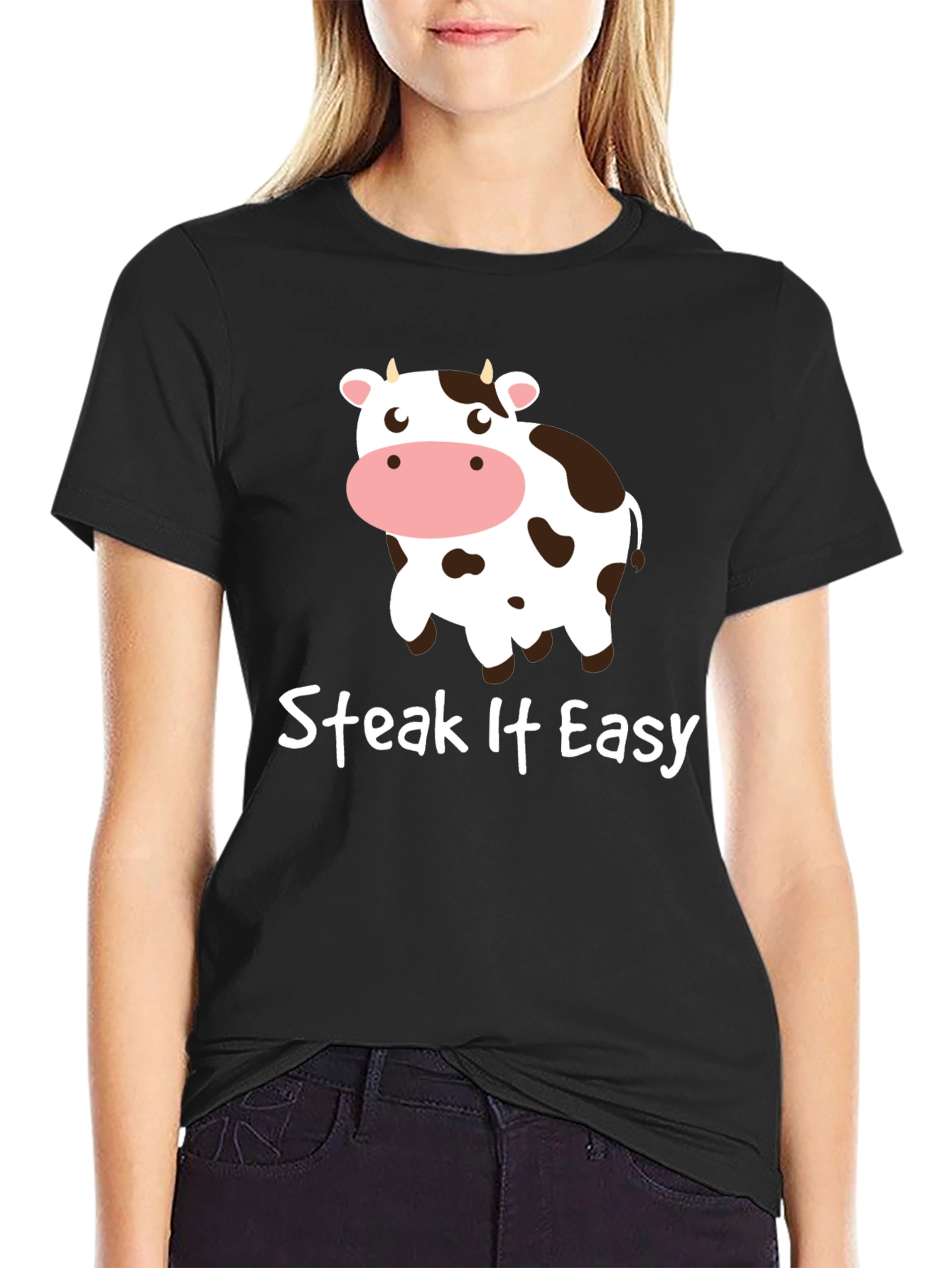 Steak It Easy Funny Cow Graphic T-Shirt