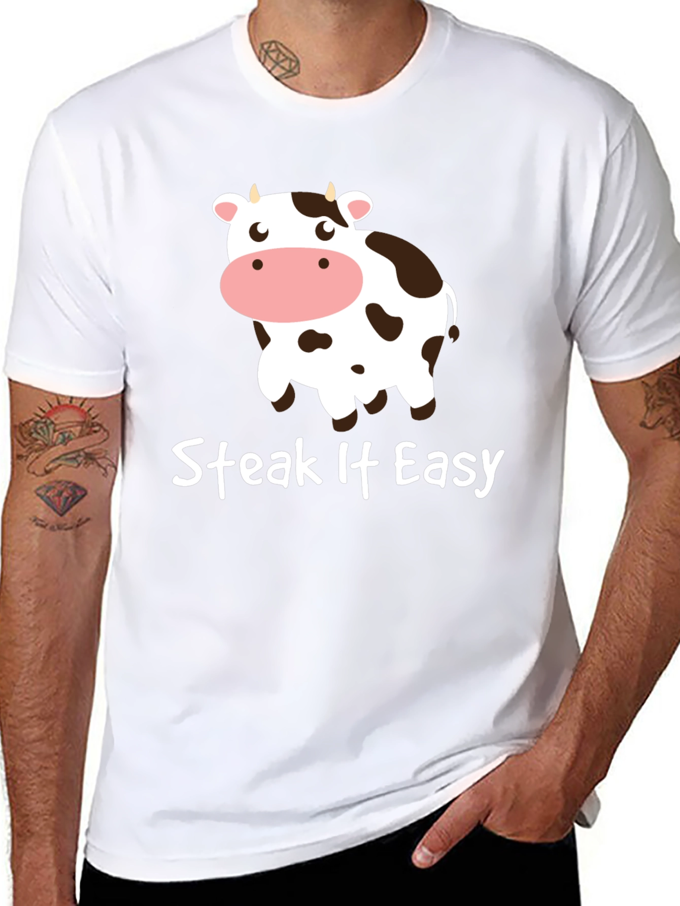 Steak It Easy Funny Cow Graphic T-Shirt