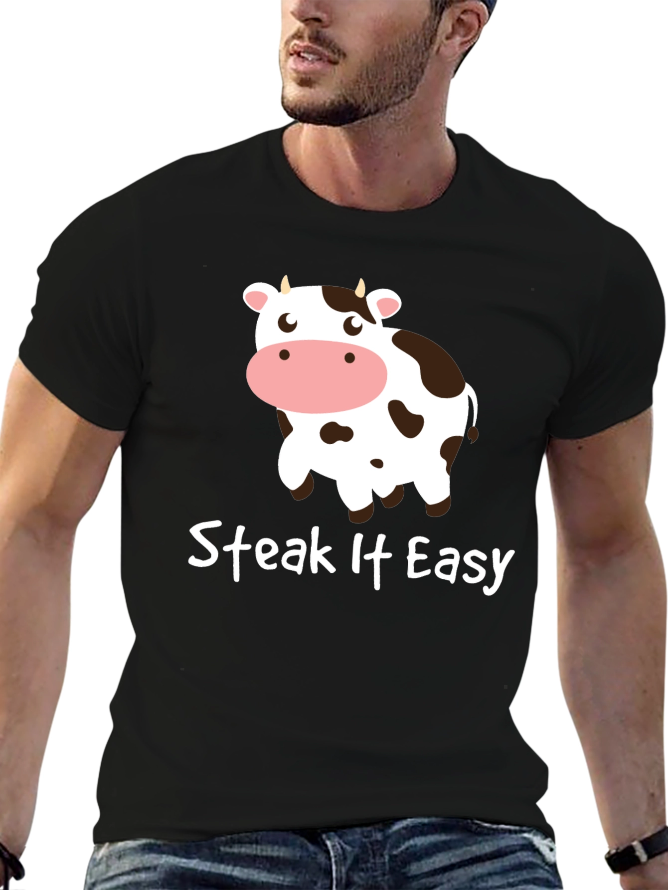 Steak It Easy Funny Cow Graphic T-Shirt
