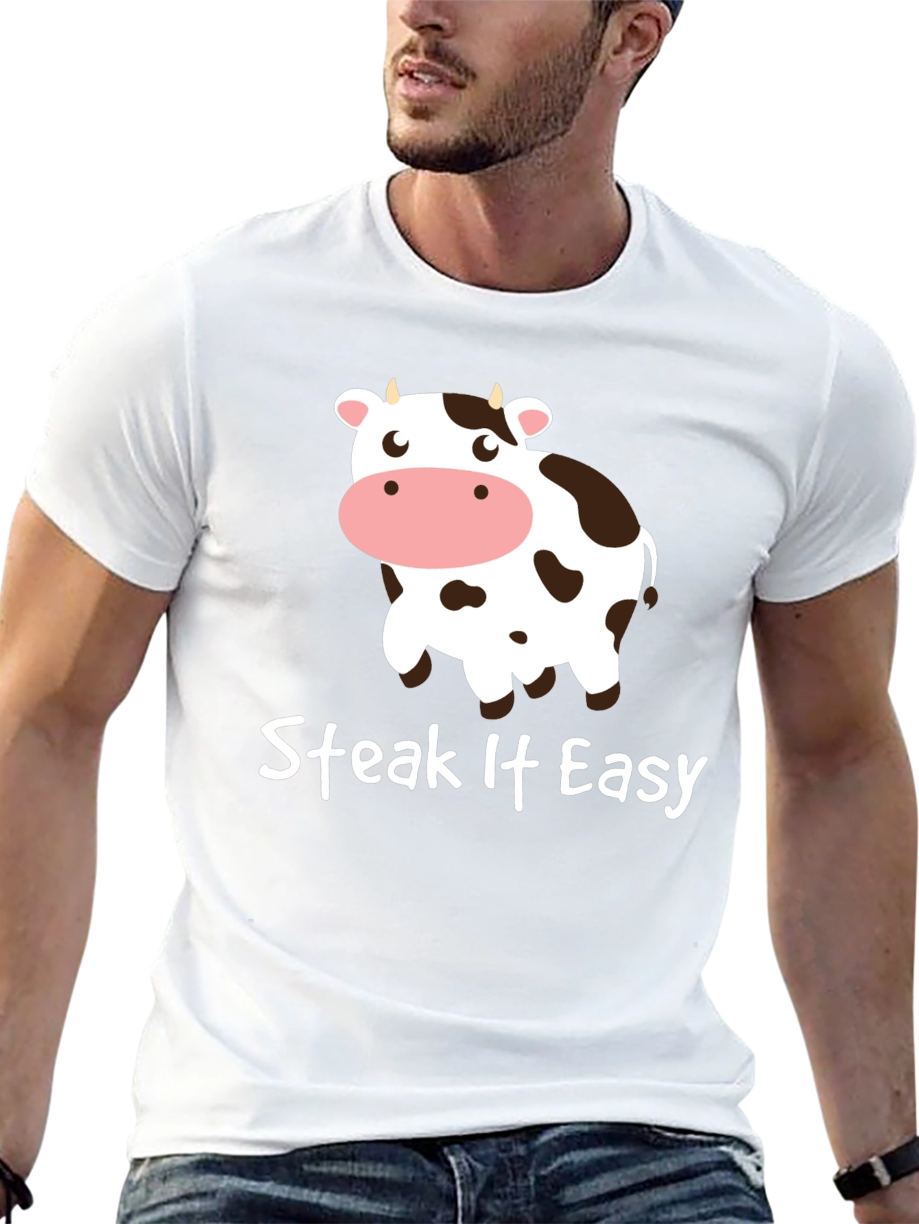 Steak It Easy Funny Cow Graphic T-Shirt