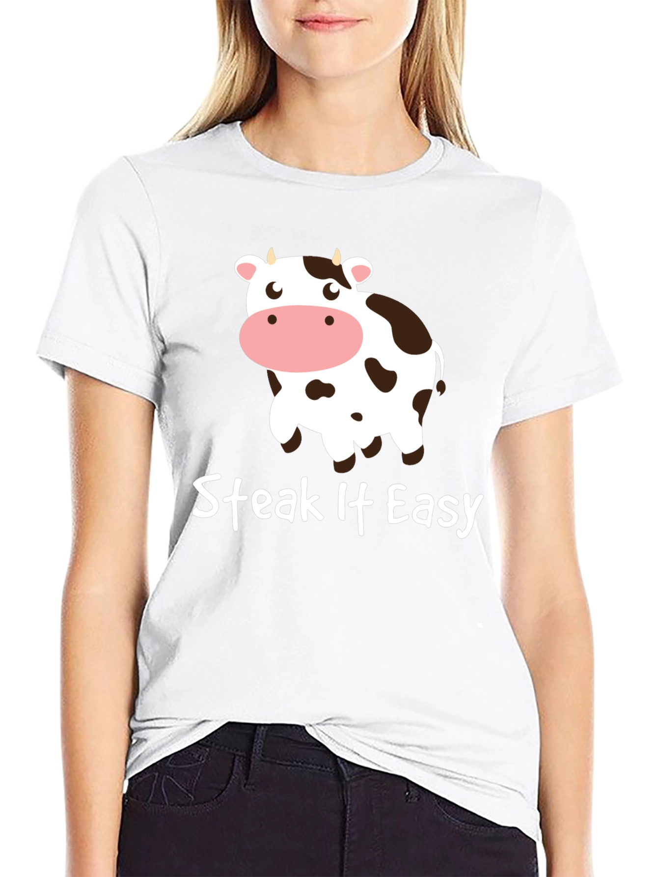 Steak It Easy Funny Cow Graphic T-Shirt