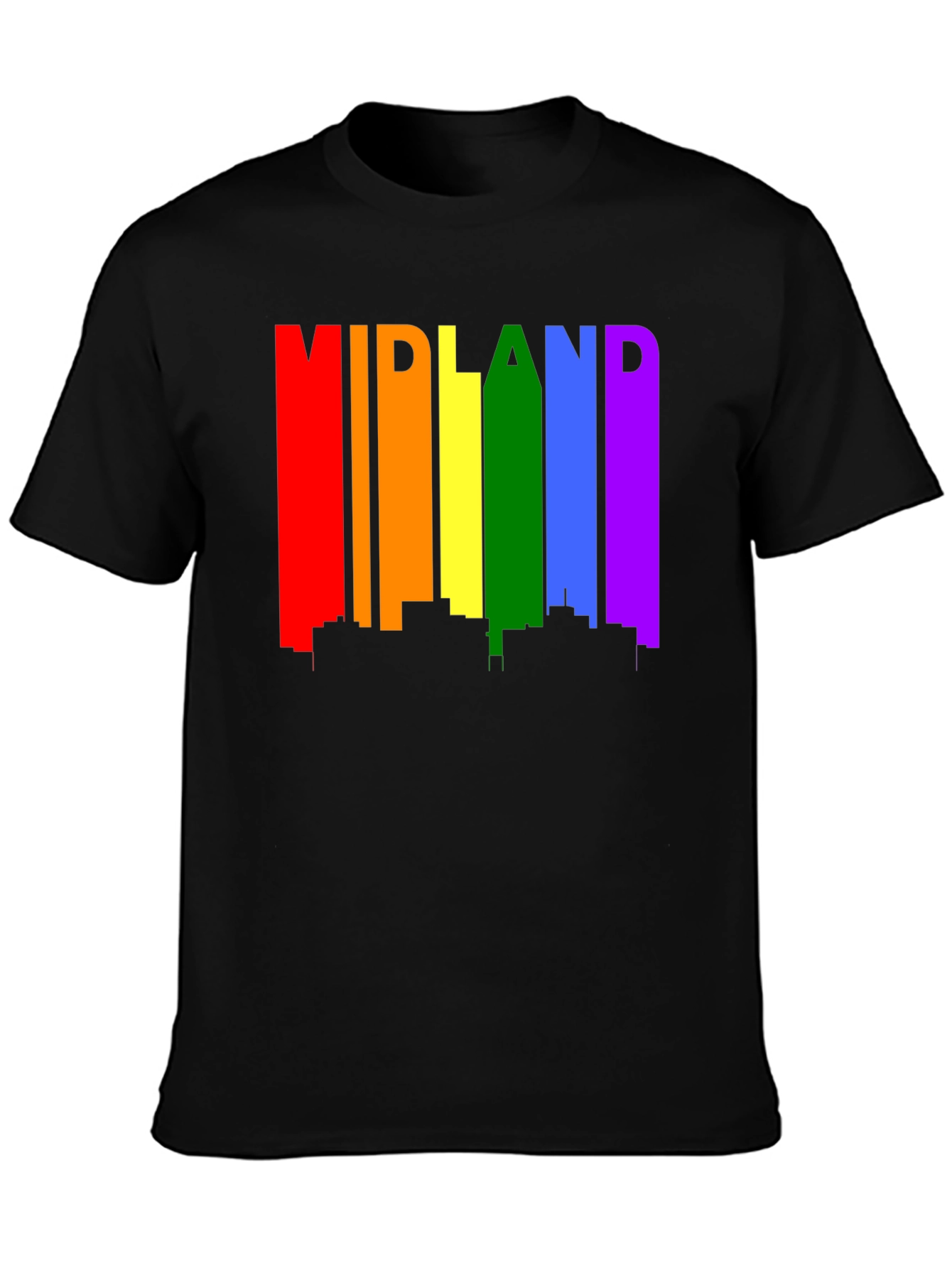 Midland Pride T-Shirt - Rainbow Cityscape Tee