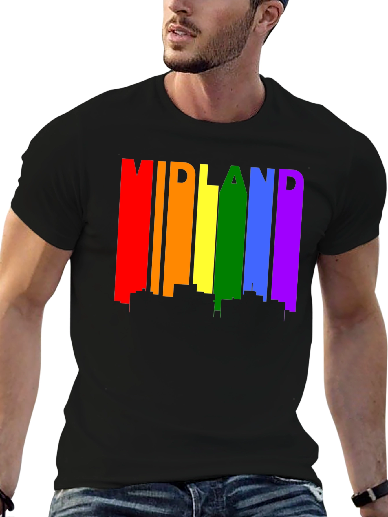 Midland Pride T-Shirt - Rainbow Cityscape Tee